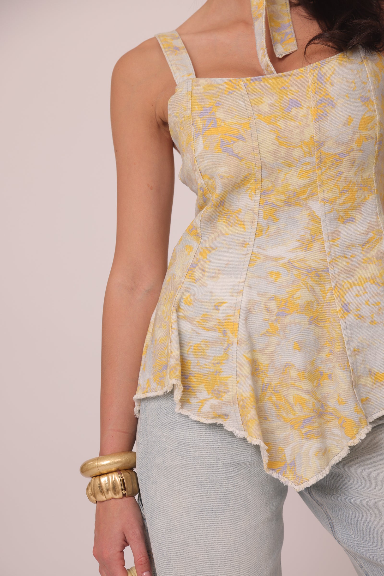 Top Denim Mimetic giallo|Colore:Giallo