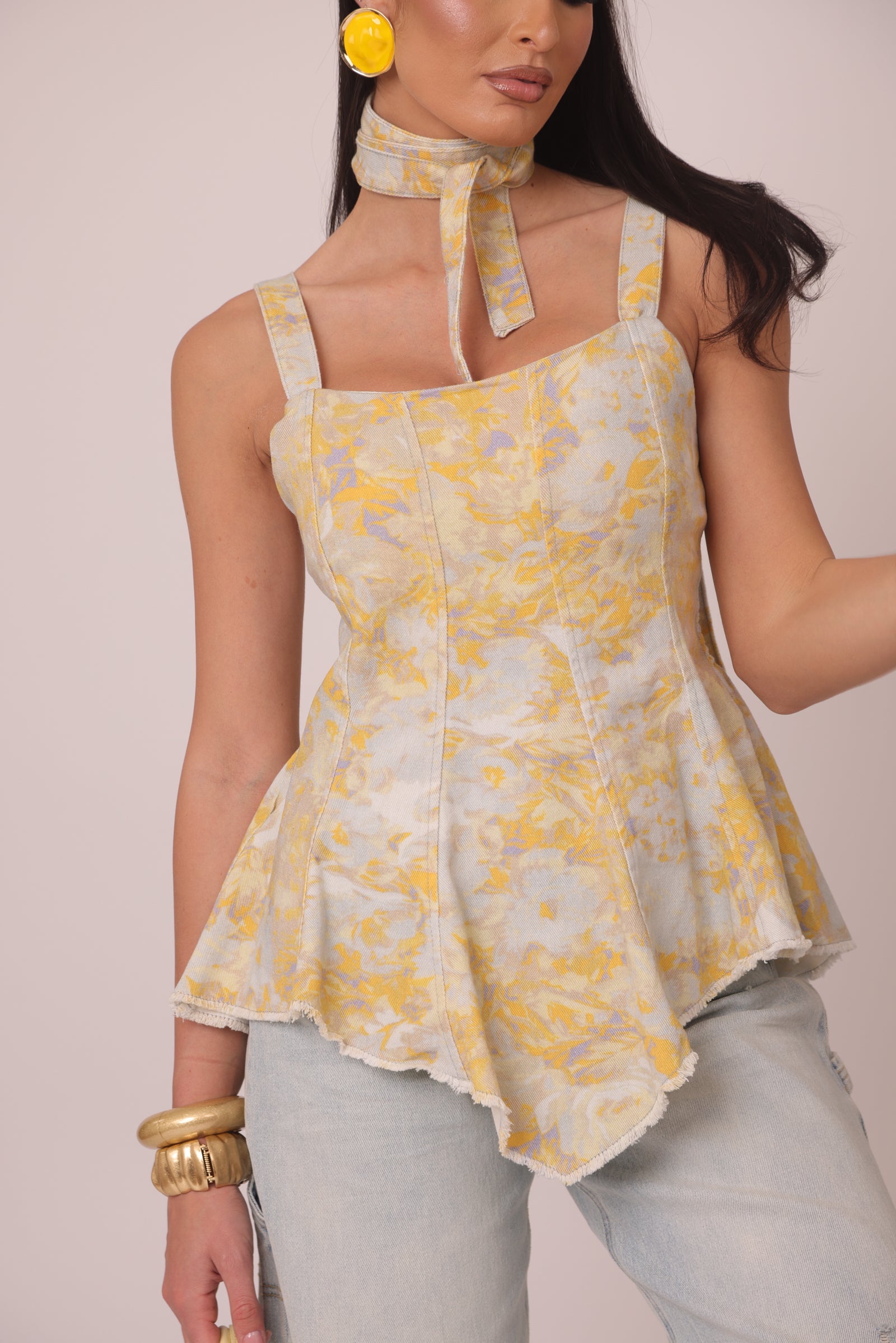 Top Denim Mimetic giallo|Colore:Giallo