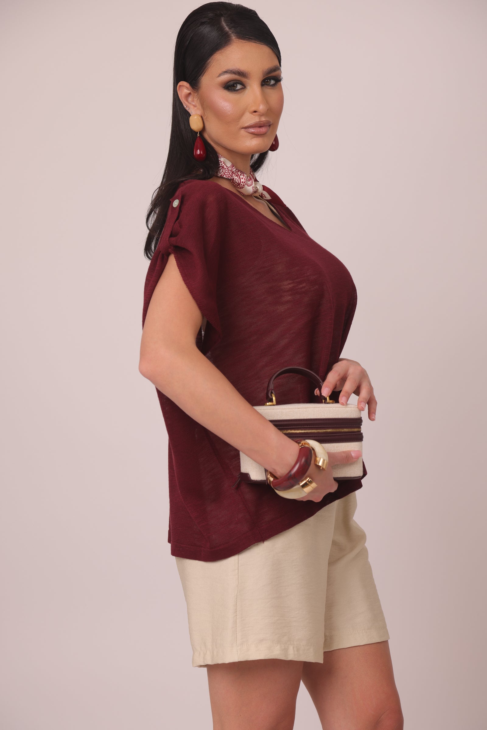 Maglia Scollo V Marta bordeaux|Colore:Bordeaux