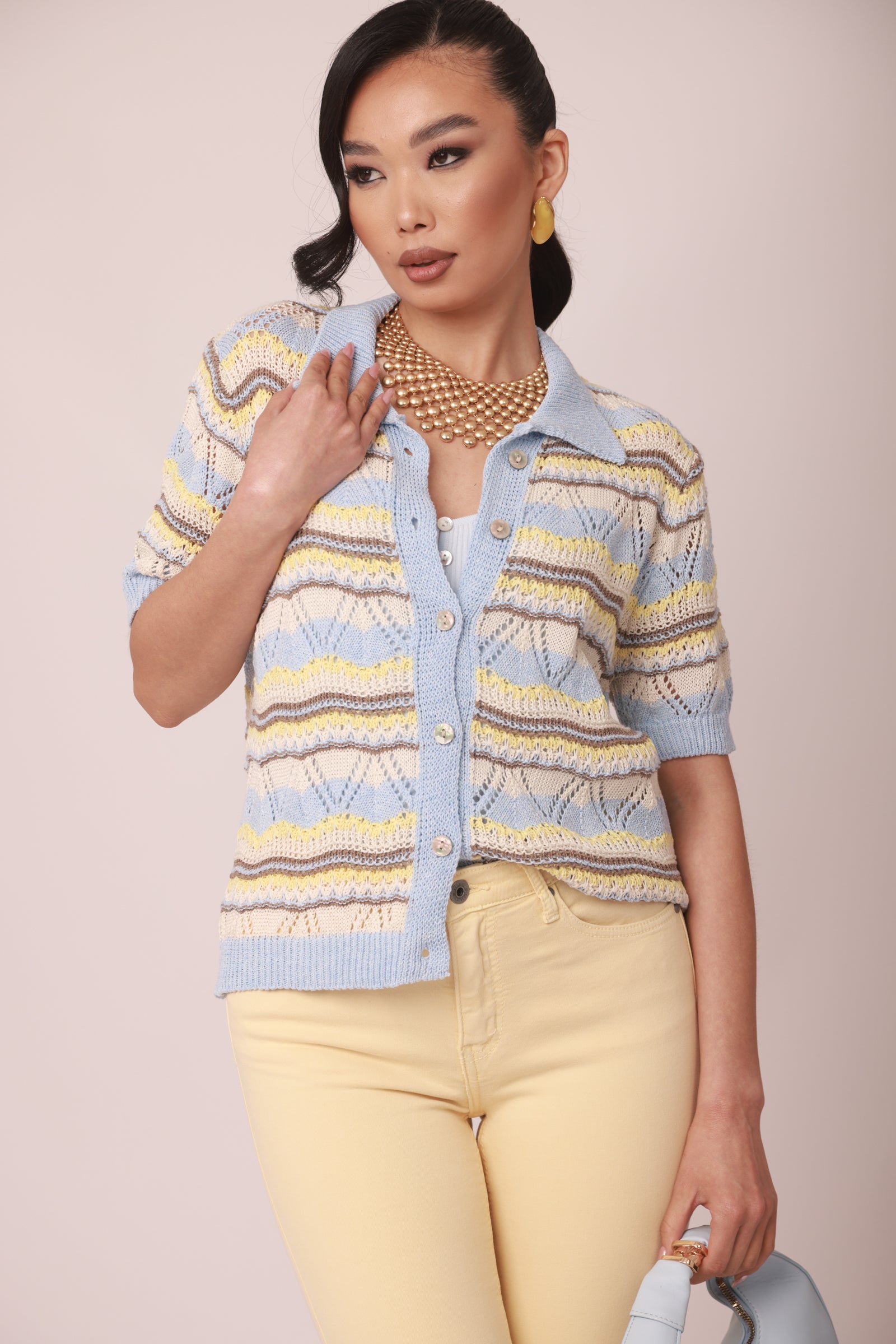 Cardigan Ninette celeste|Colore:Celeste