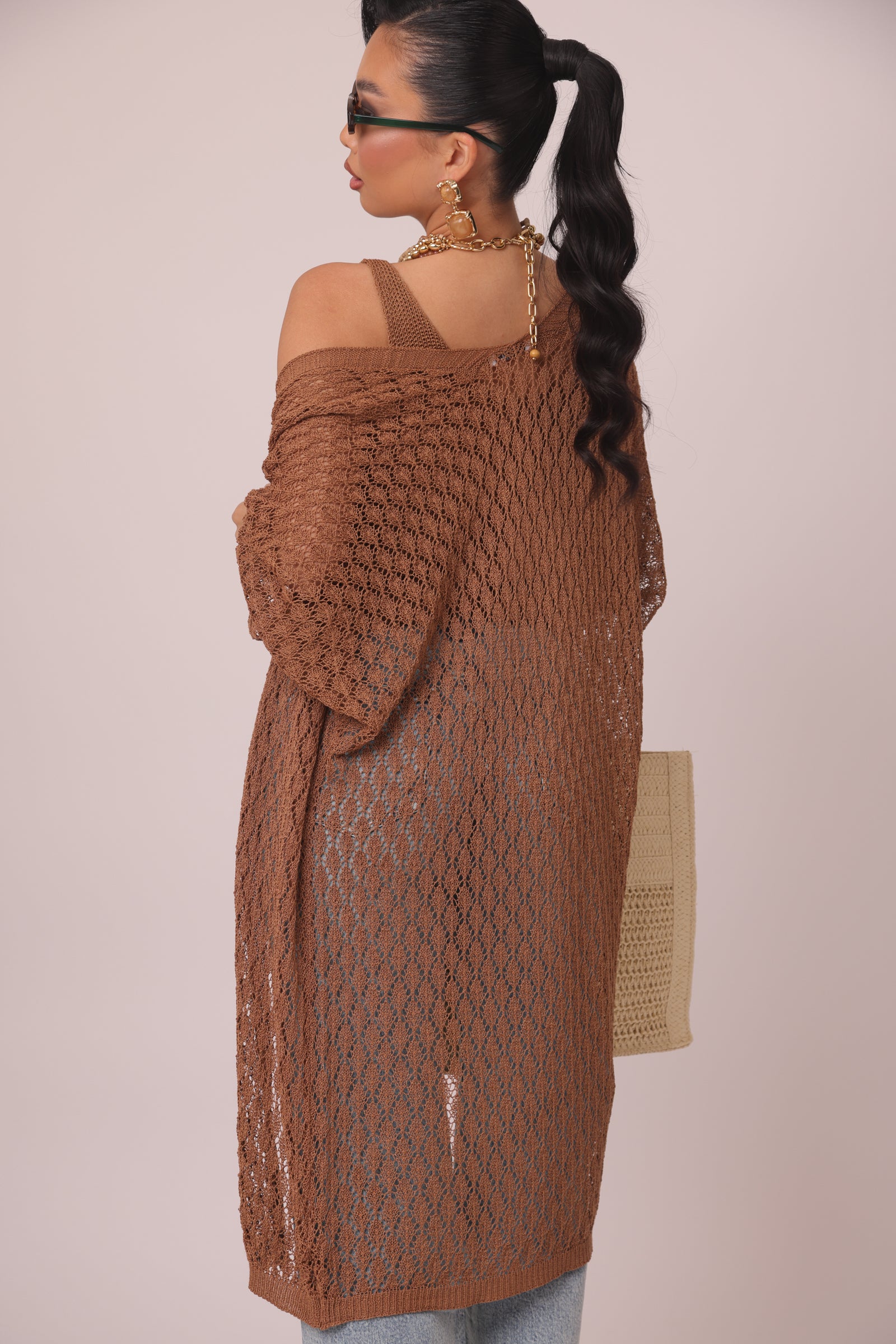 Cardigan Perla tabacco|Colore:Tabacco