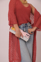 Cardigan Perla corallo|Colore:Corallo