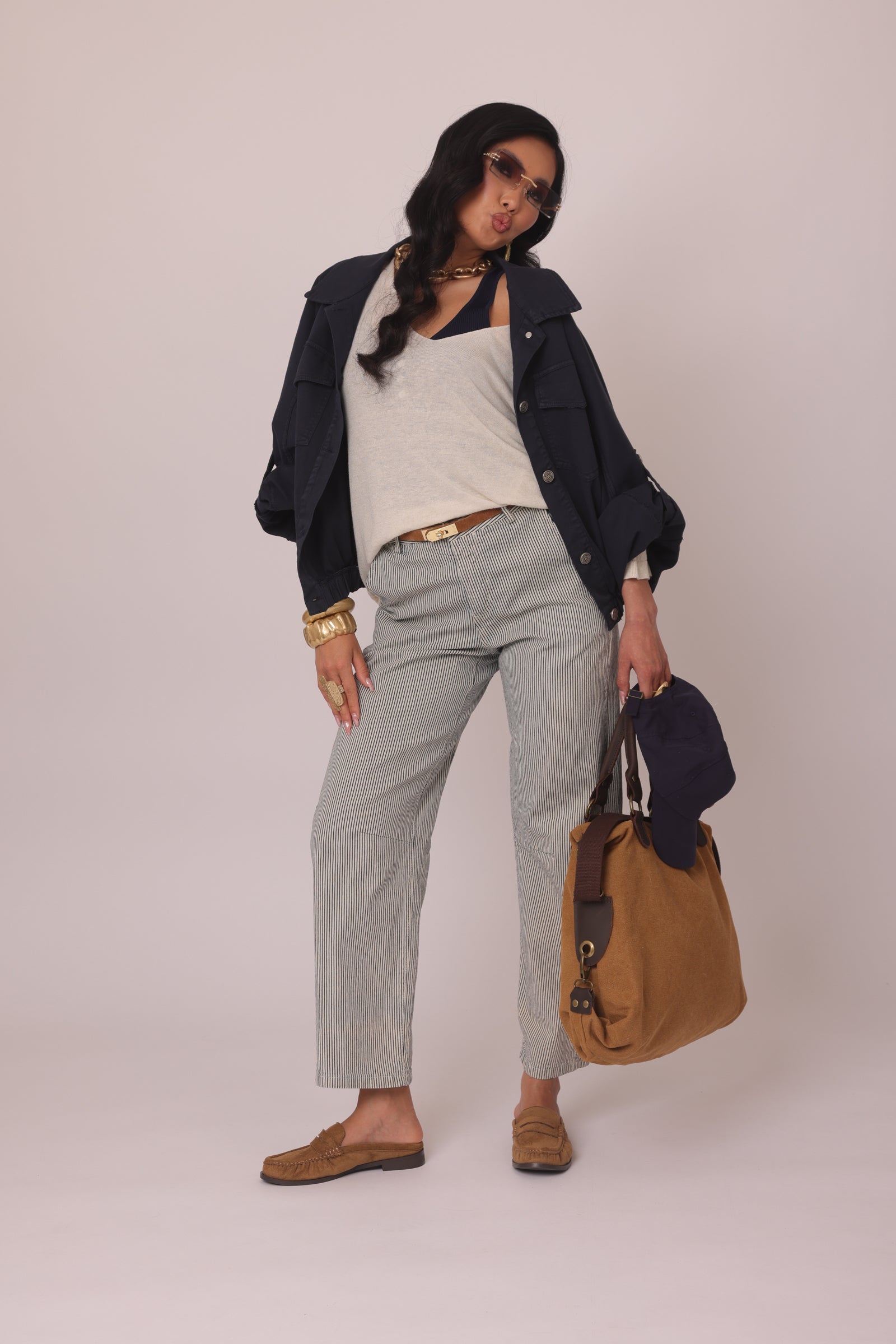 Pantalone Righe blu|Colore:Blu