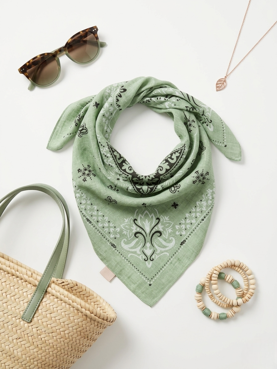 Foulard Fantasia Bandana Verde|Colore:Verde