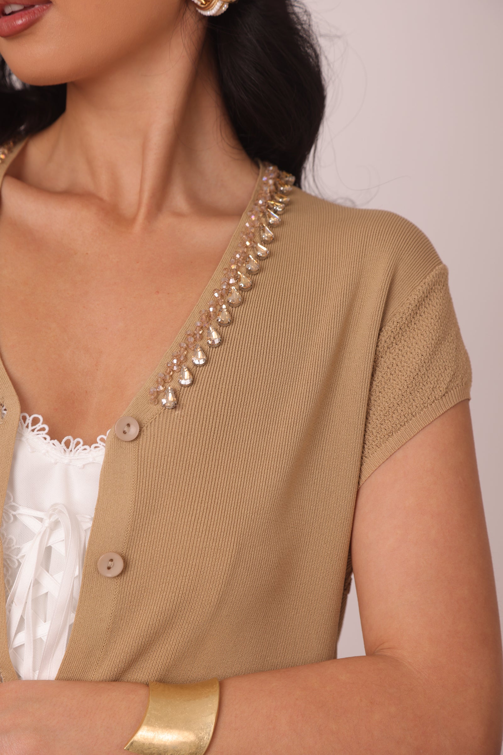 Cardigan Pietra cammello|Colore:Cammello