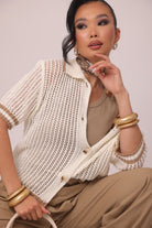Cardigan Polo panna|Colore:Panna