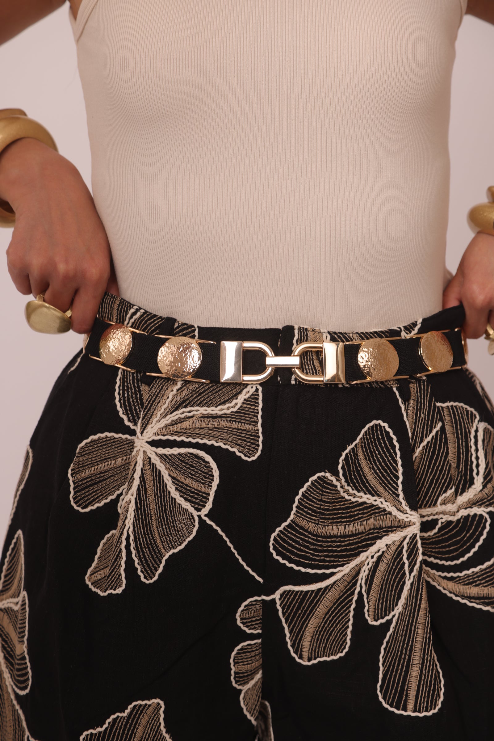 Cintura Elastica Con Placche nero|Colore:Nero