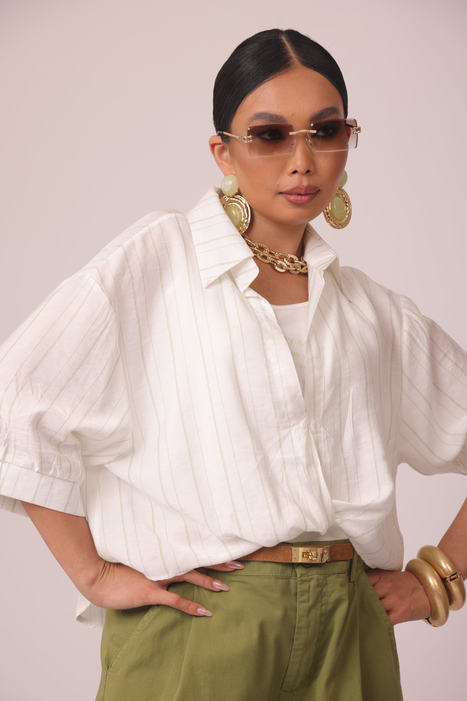 Set Camicia Crop bianco|Colore:Bianco