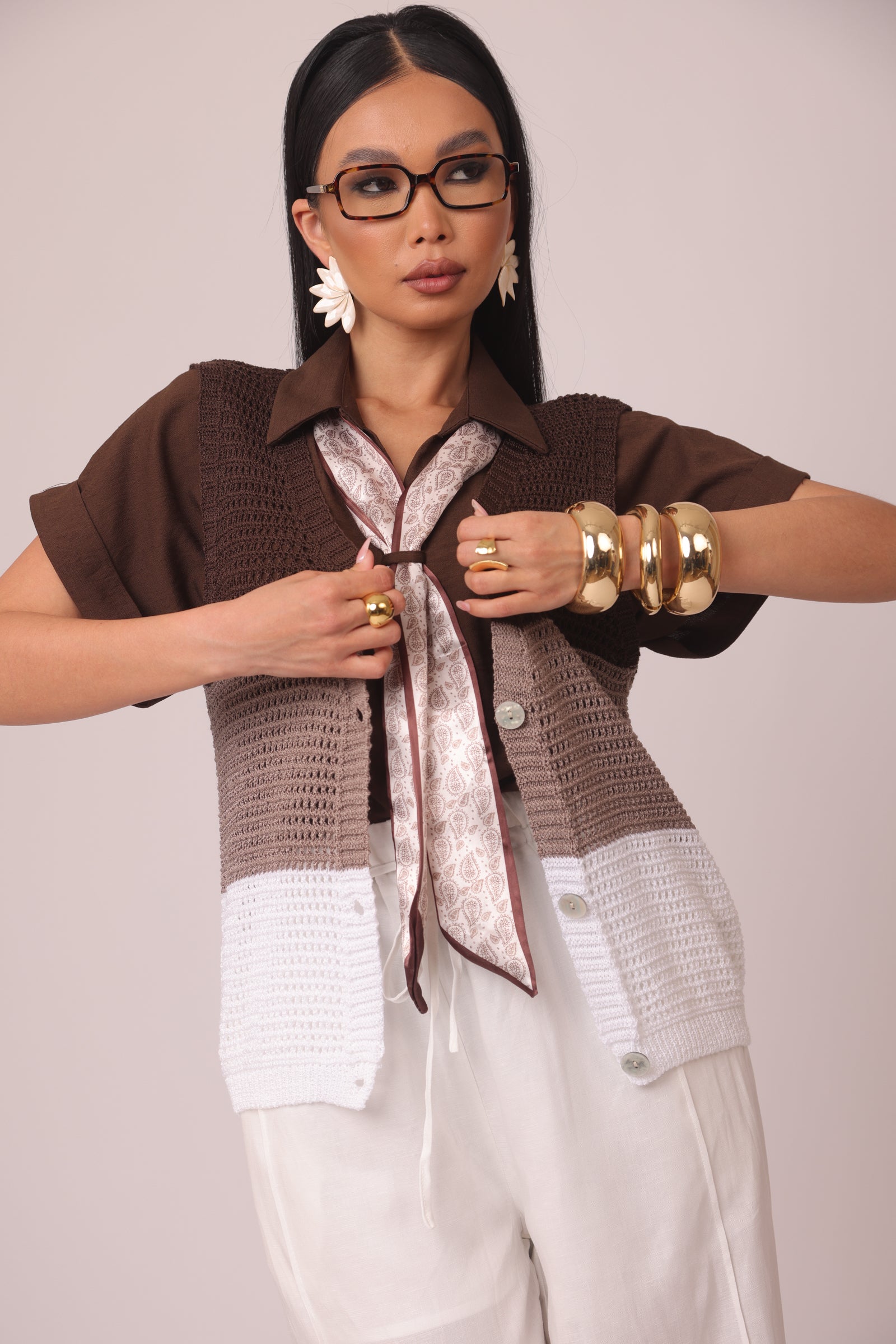 Gilet Con Bottoni Testa di moro|Colore:Testa di moro
