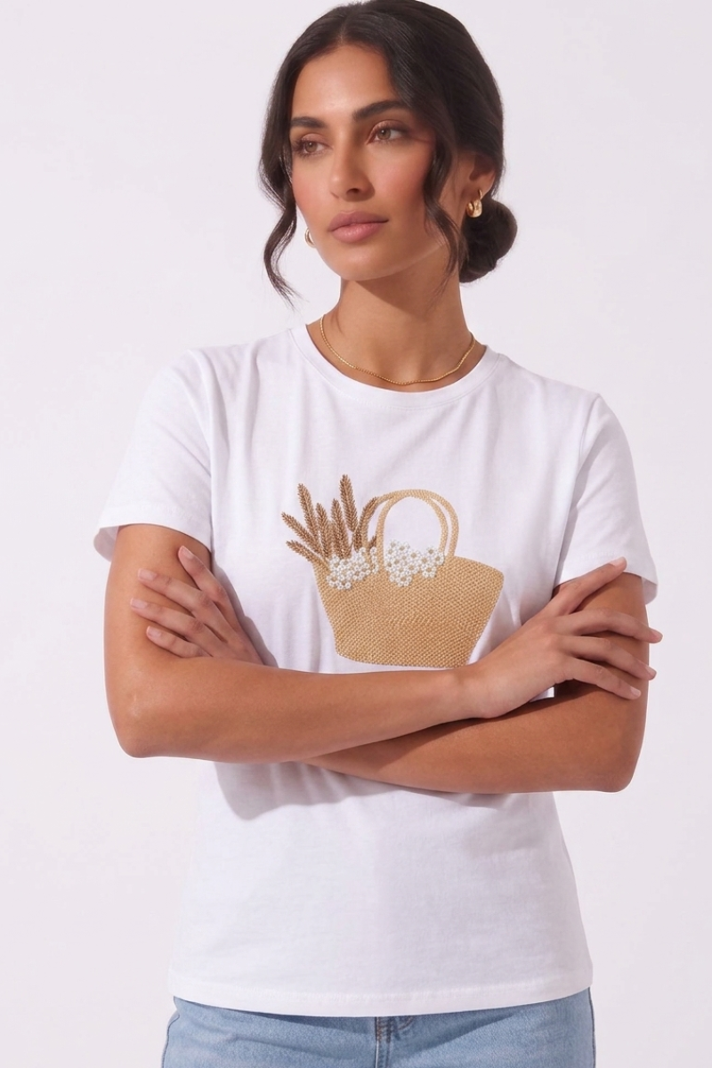 T-Shirt Fleur bianco|Colore:Bianco