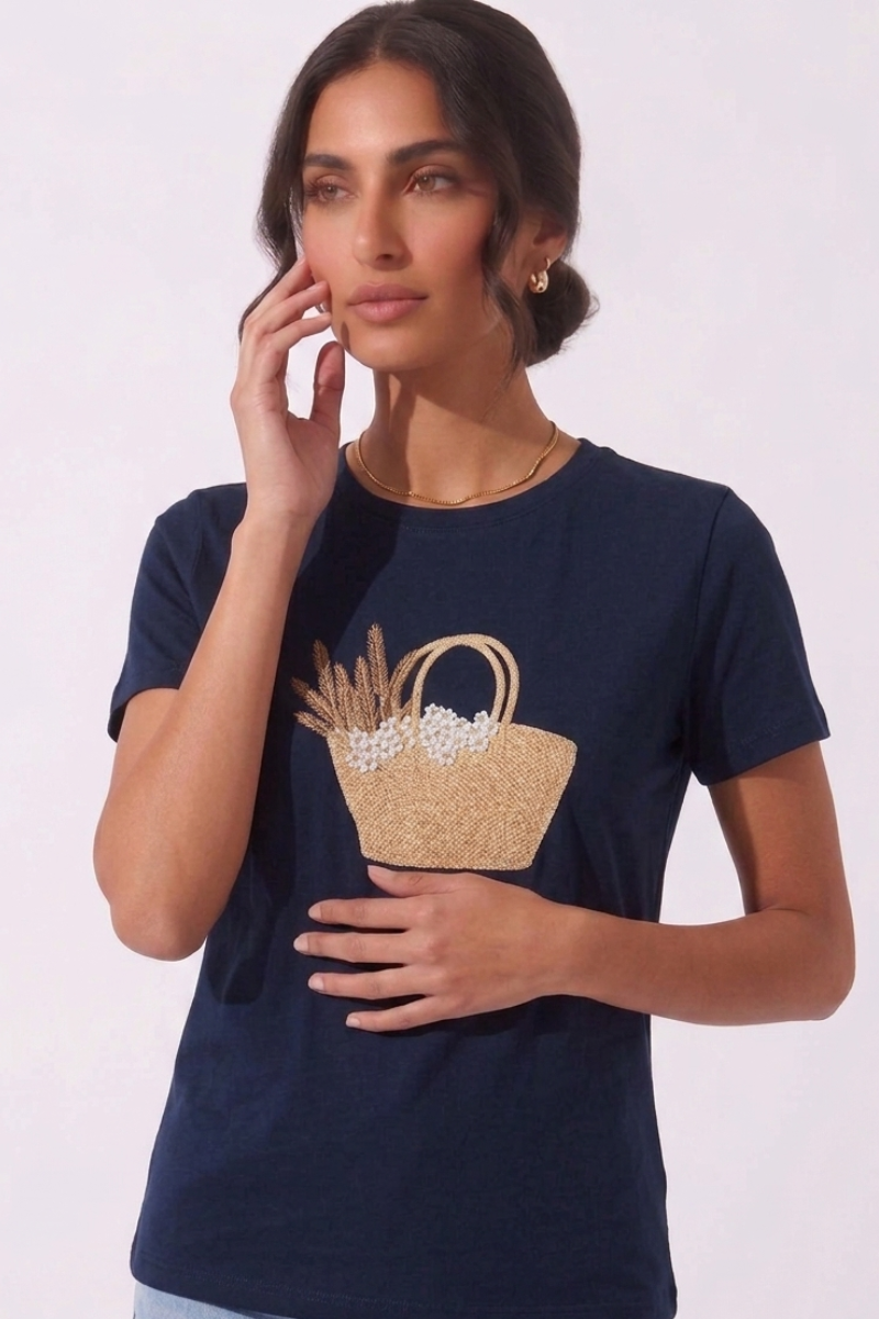 T-Shirt Fleur blu|Colore:Blu