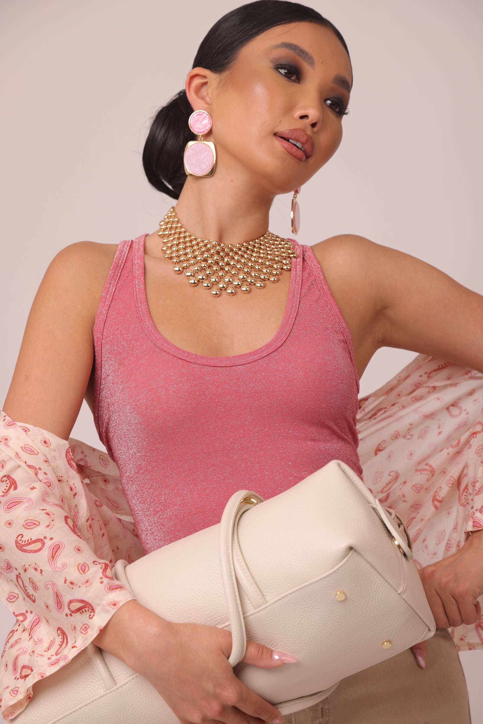 Canotta Lurex Rosa|Colore:Rosa