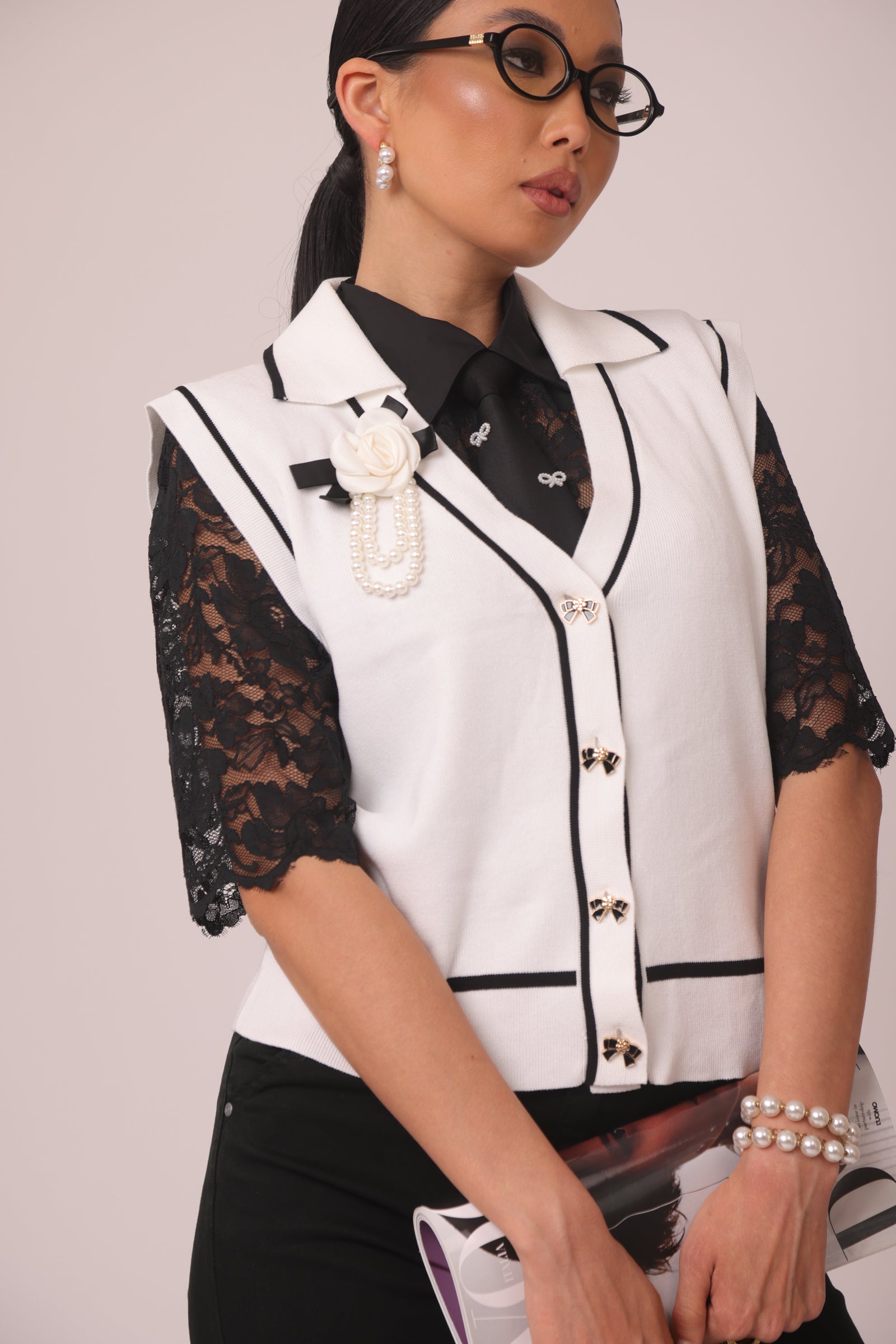 Gilet Ribbon bianco|Colore:Bianco