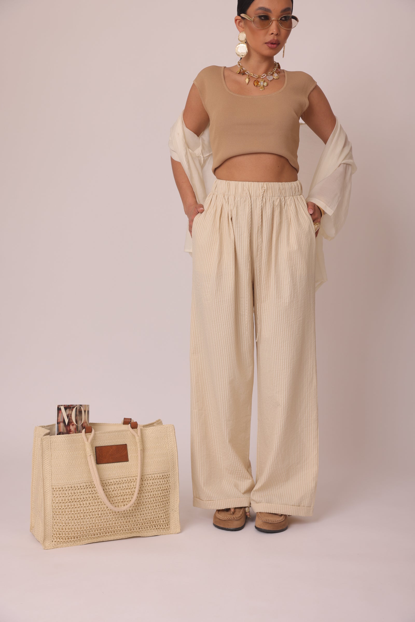 Pantalone Millerighe beige|Colore:Beige
