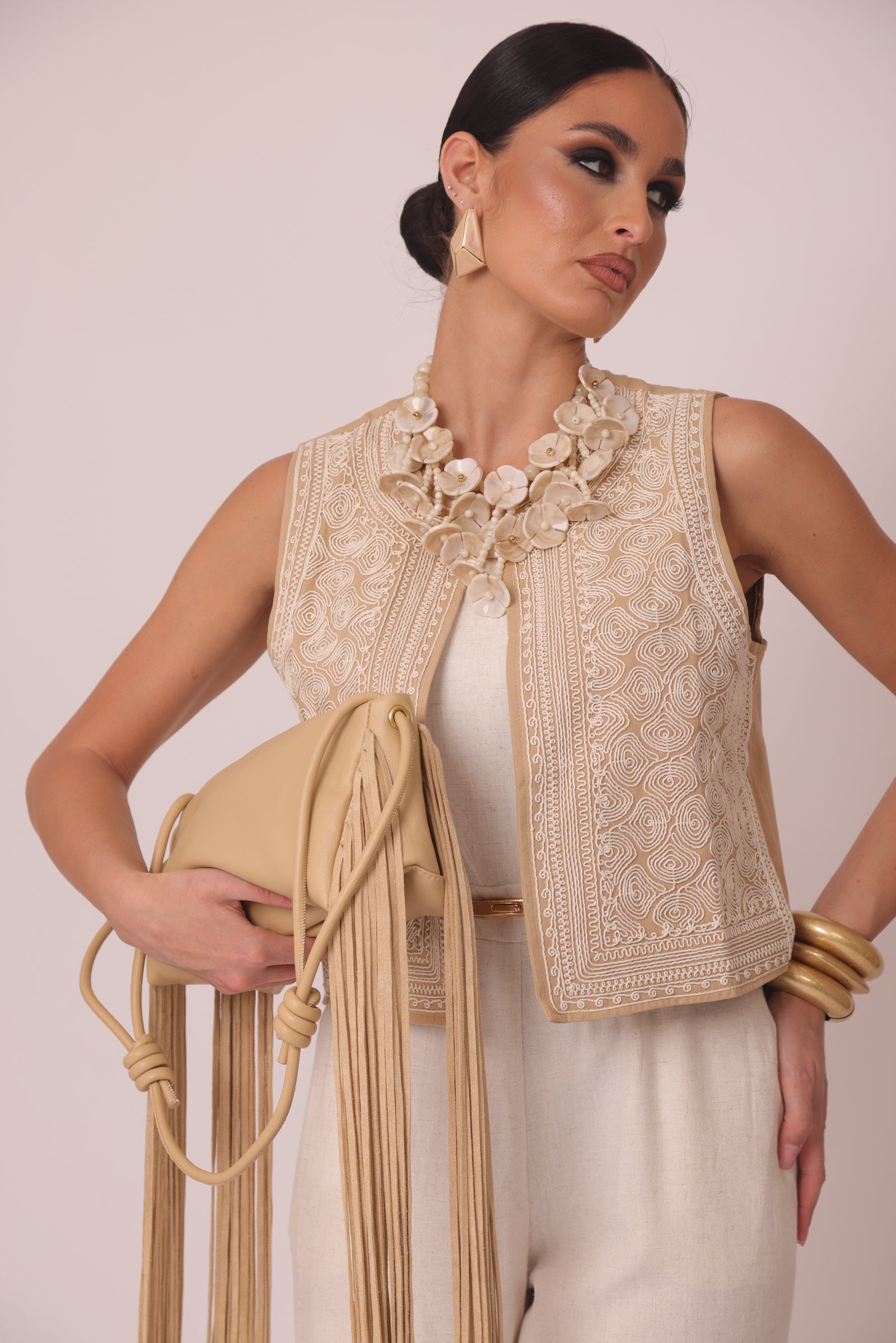 Gilet Etnie cammello|Colore:Cammello
