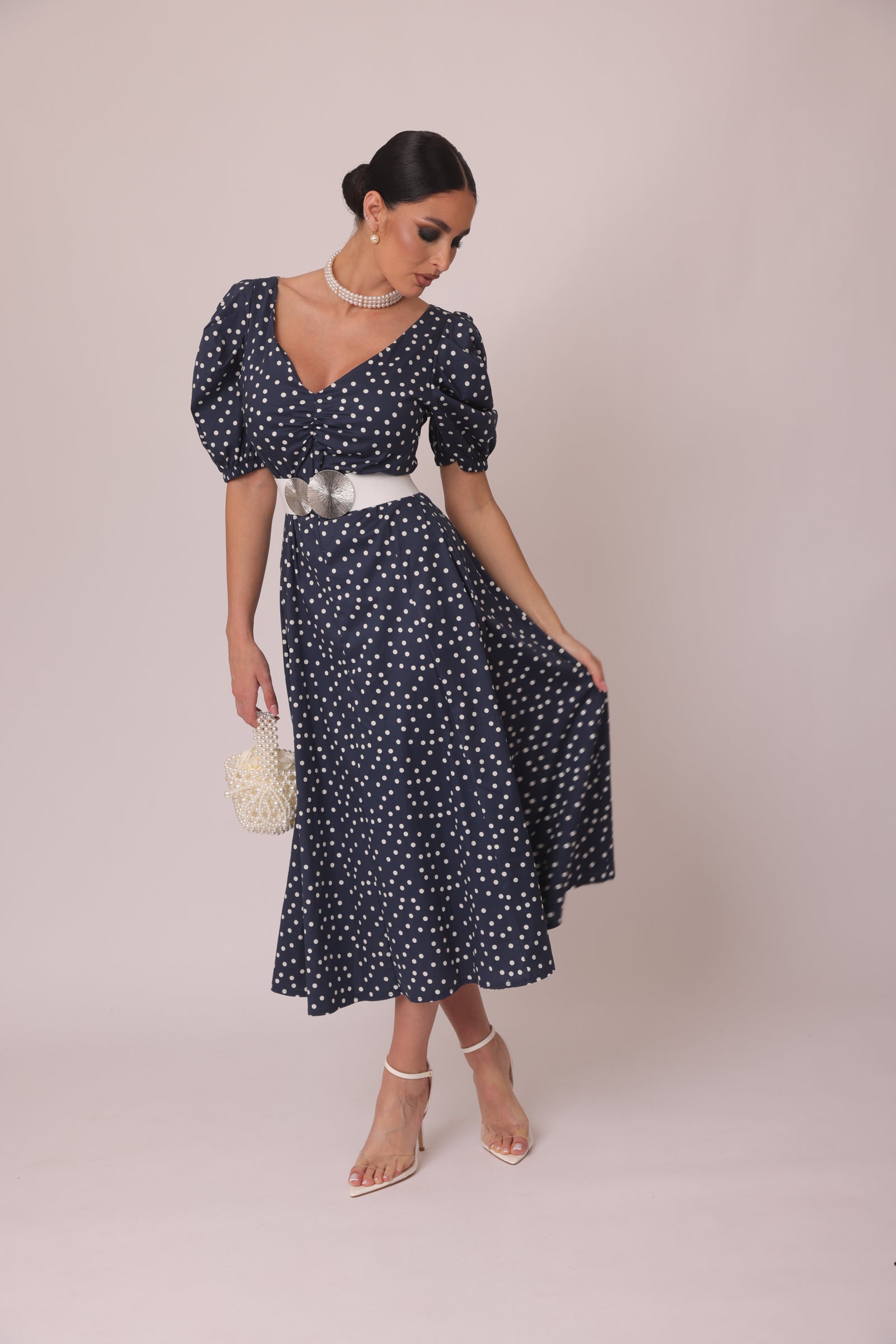 Abito Caroline Pois blu|Colore:Blu