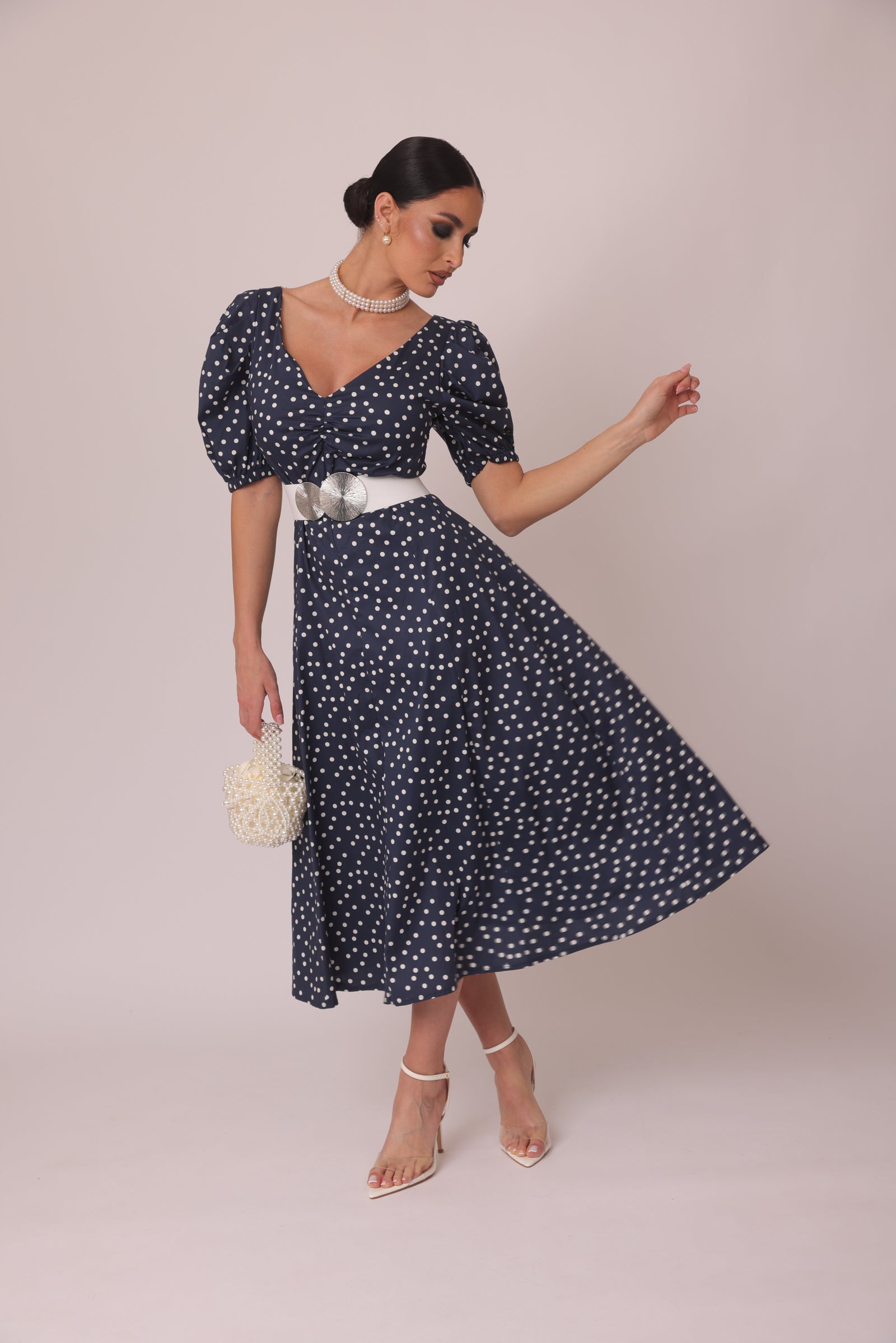 Abito Caroline Pois blu|Colore:Blu