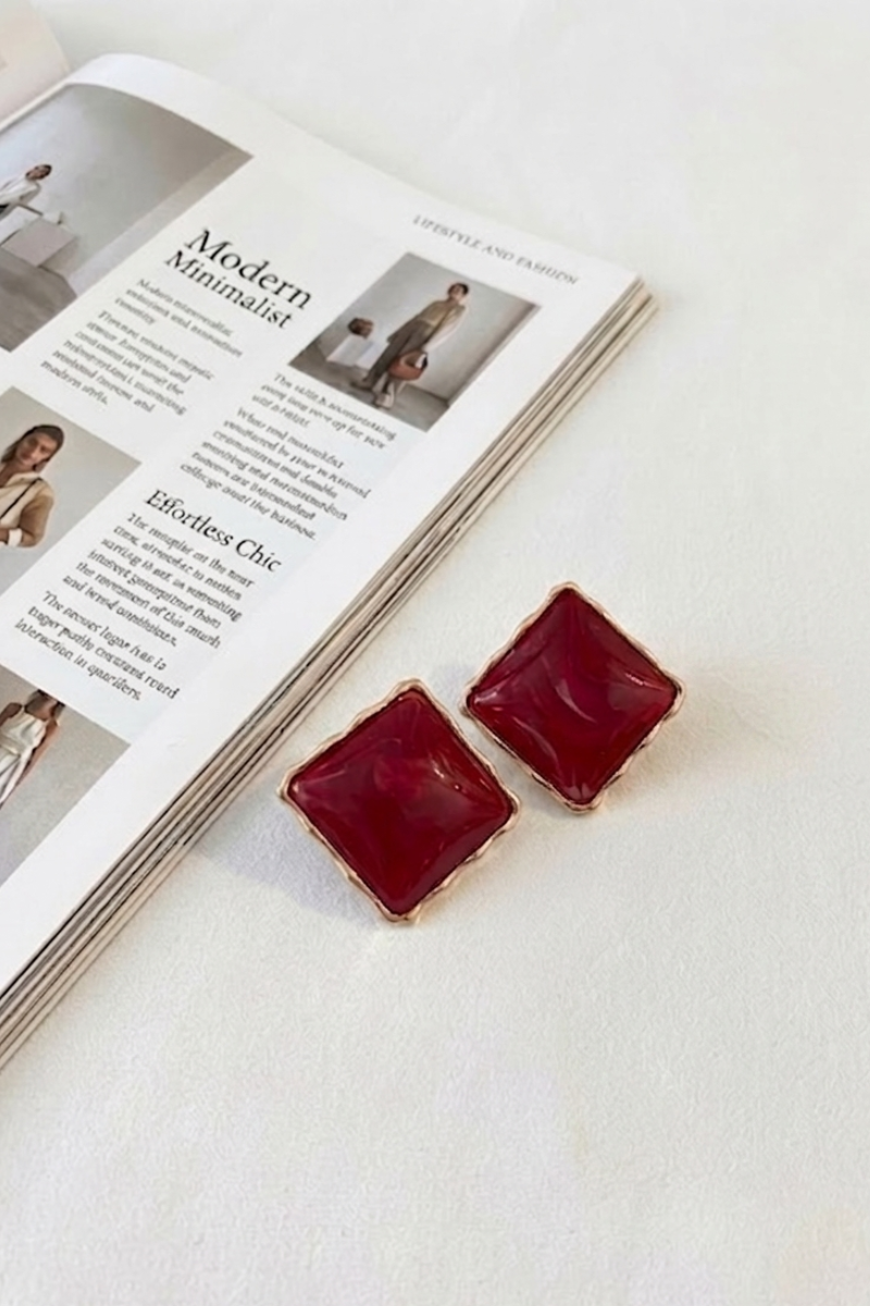 Orecchini Square rosso|Colore:Rosso