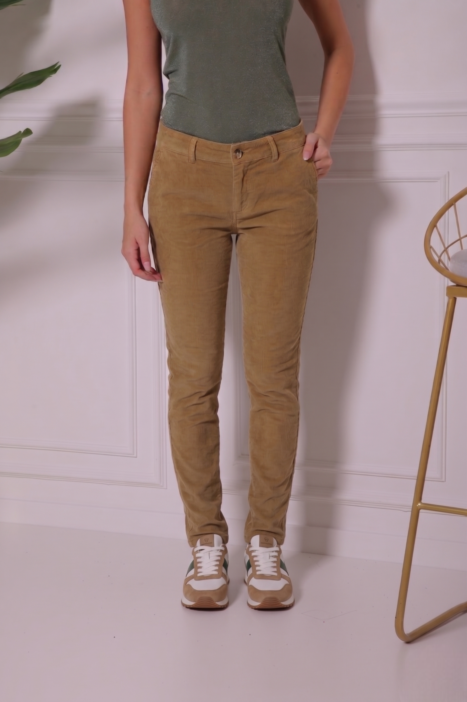 Pantalone basic costine cammello|Colore:Cammello