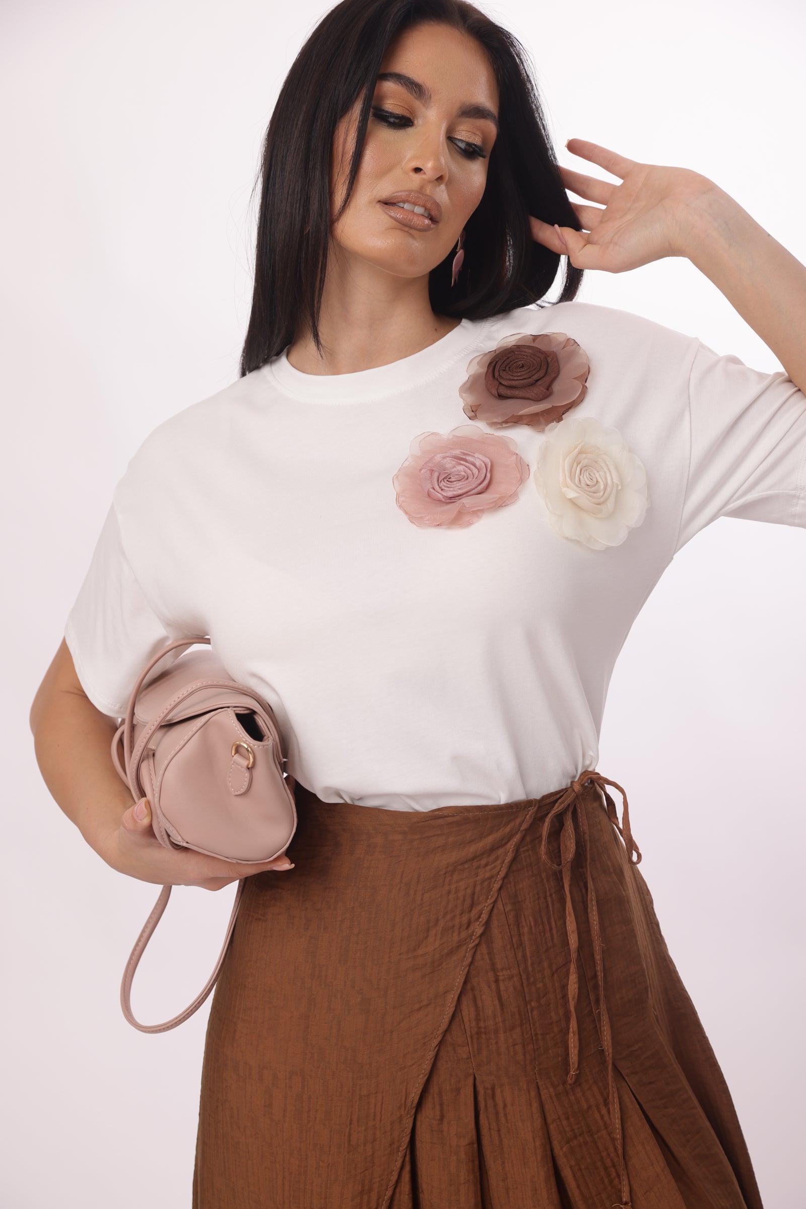 T-Shirt Fiori burro|Colore:Burro