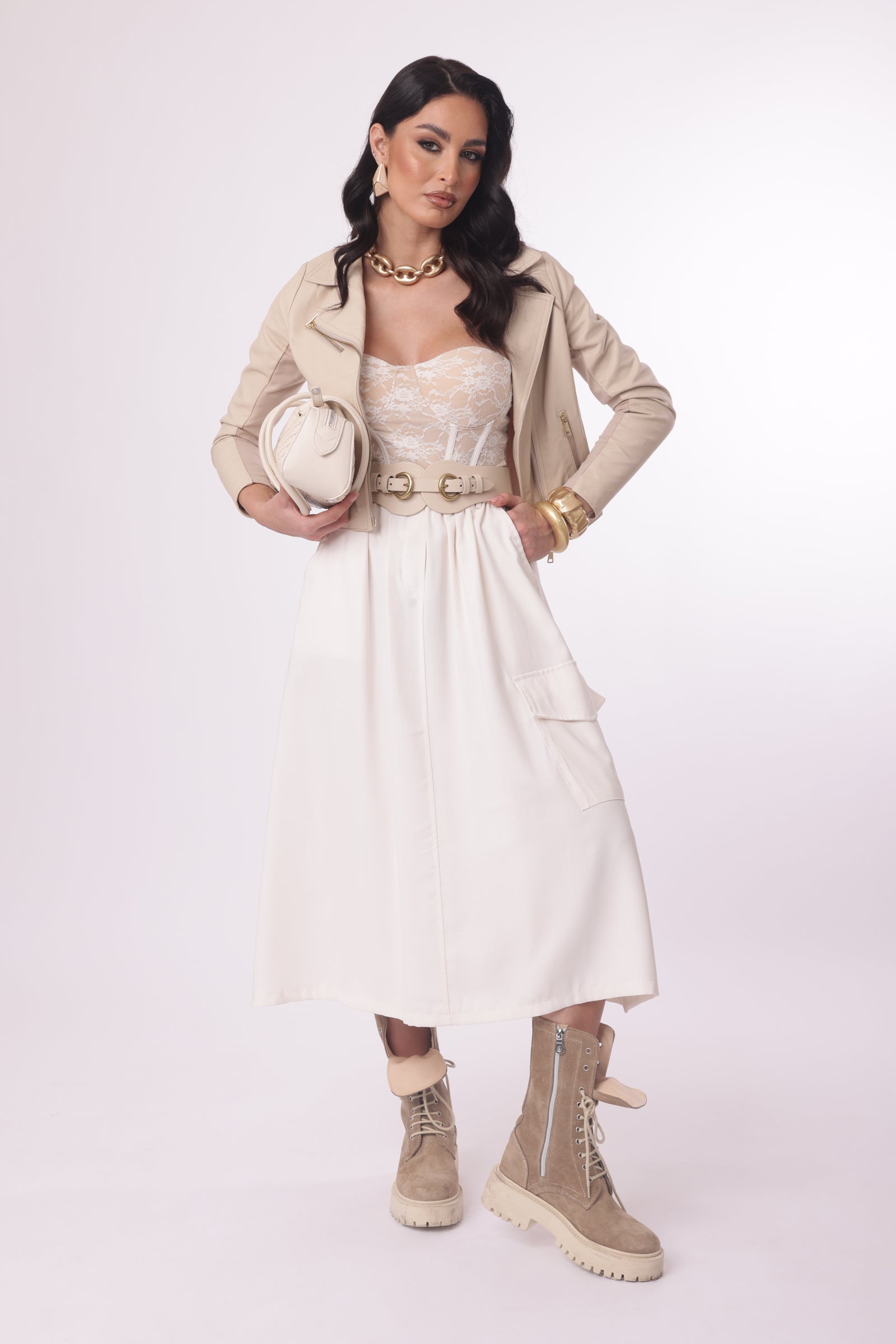 Gonna Tasche panna|Colore:Panna
