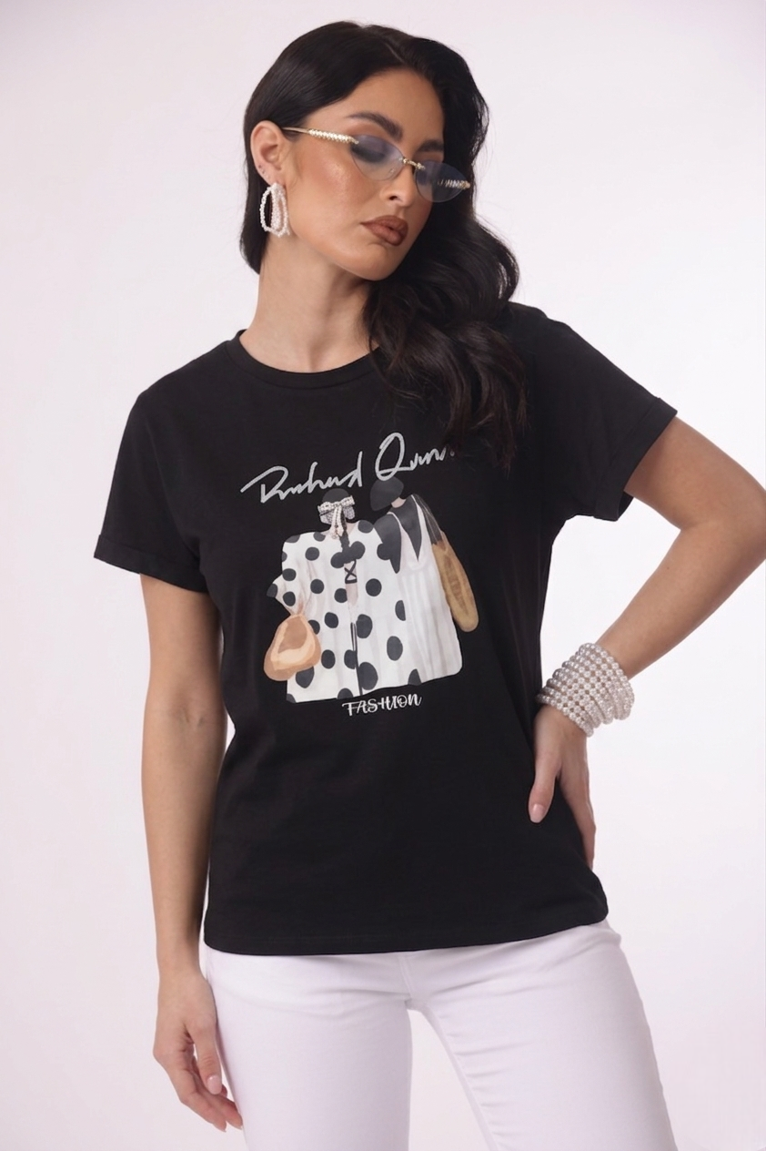 T-Shirt Fashion Nero|Colore:Nero