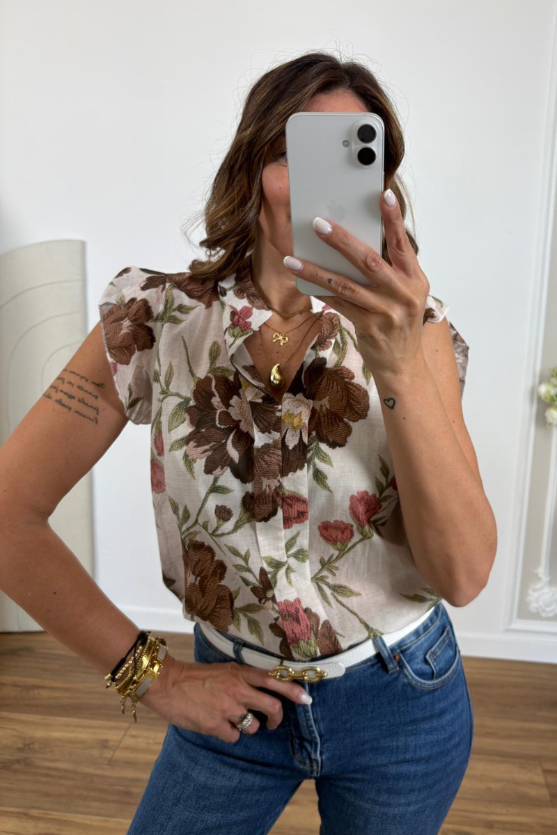 Blusa Floris Testa di moro|Colore:Testa di moro