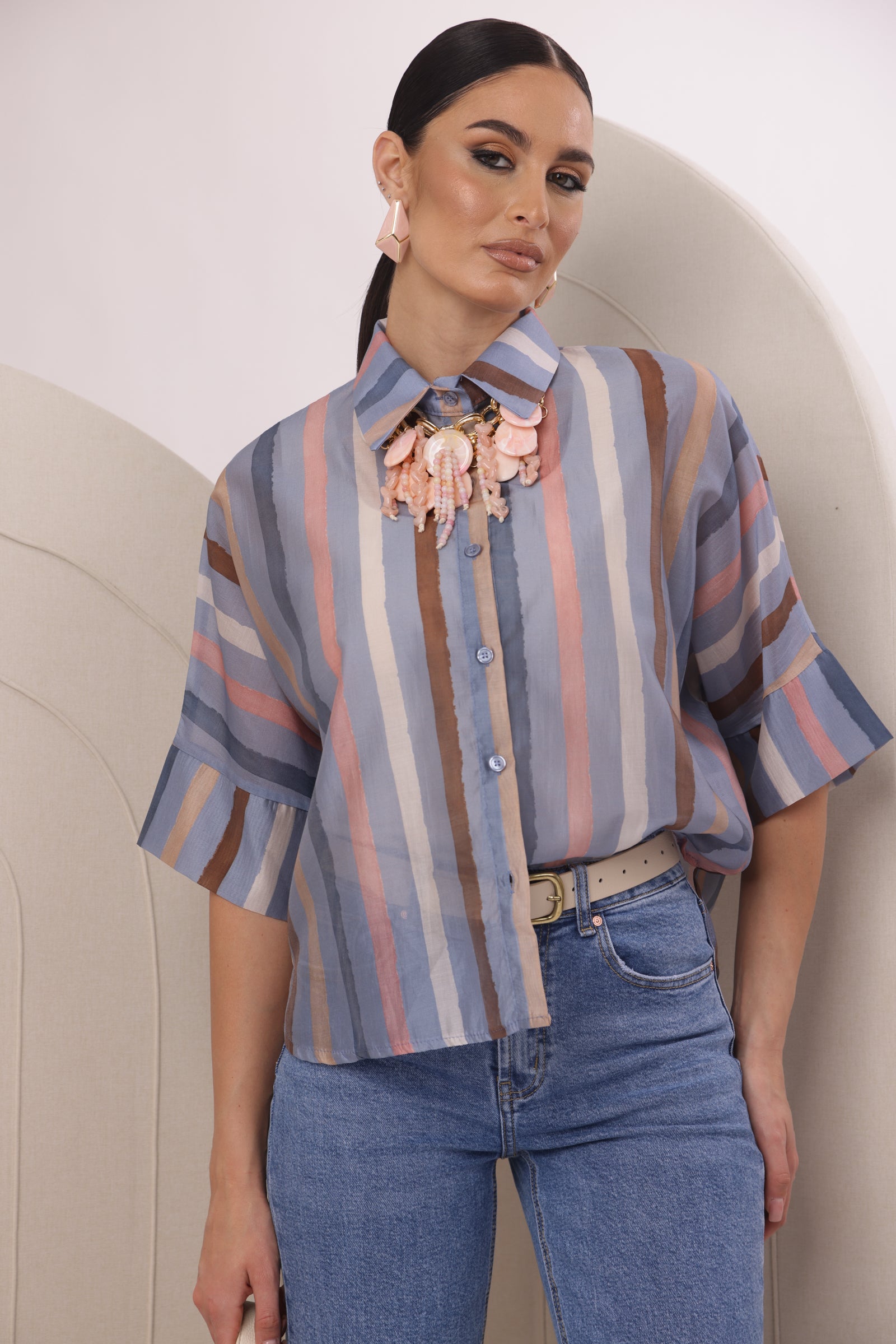 Camicia Rigata Avion|Colore:Avion