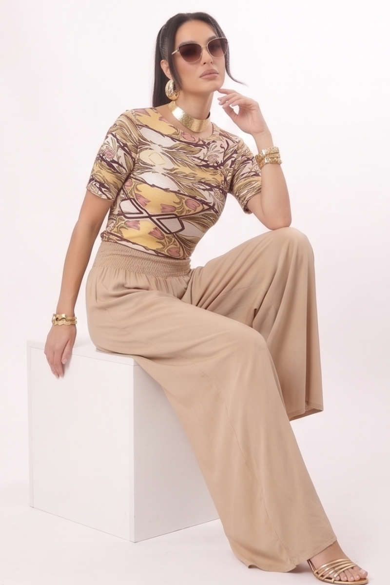 Pantagonna Con Elastico Beige|Colore:Beige