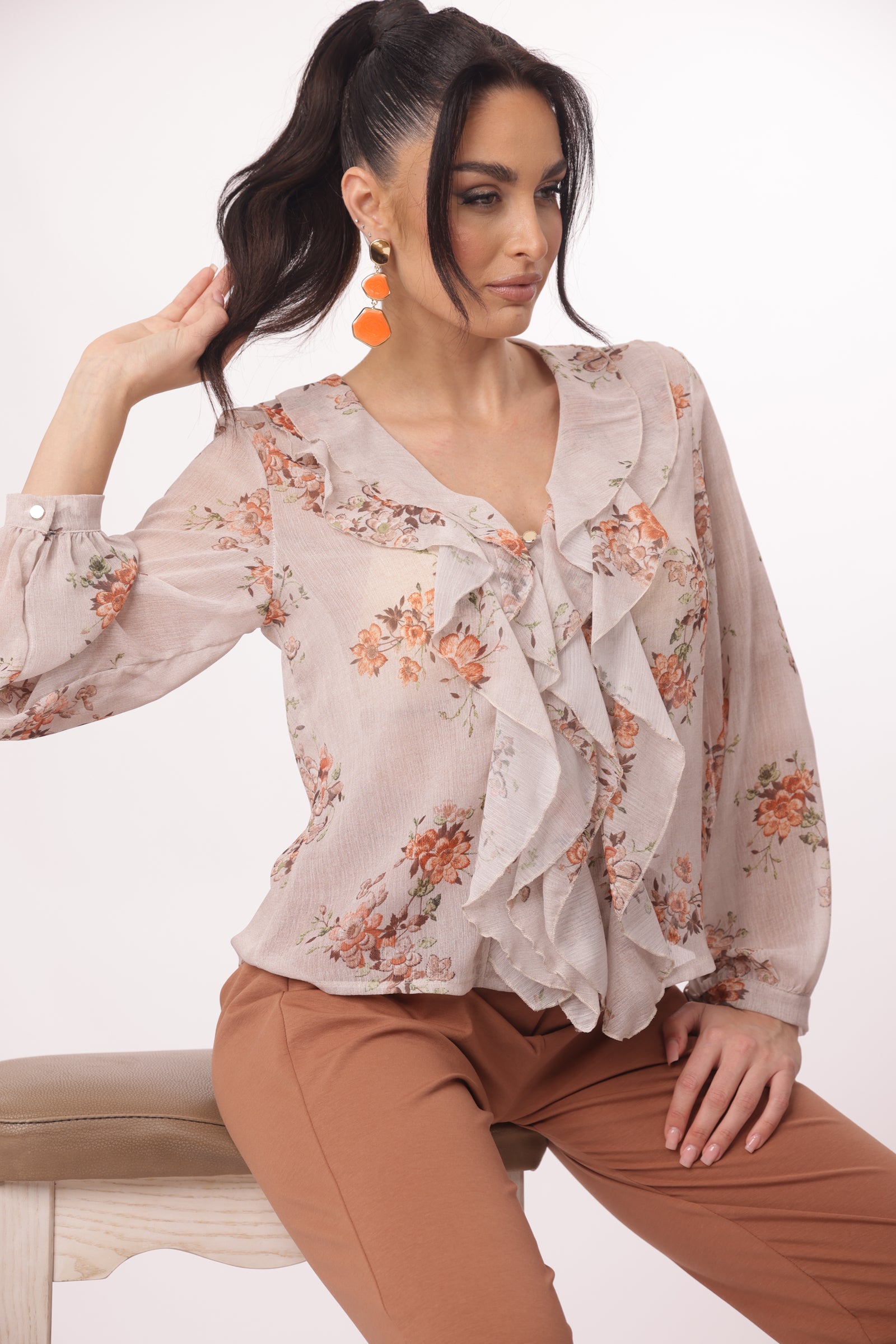 Blusa Flora beige|Colore:Beige