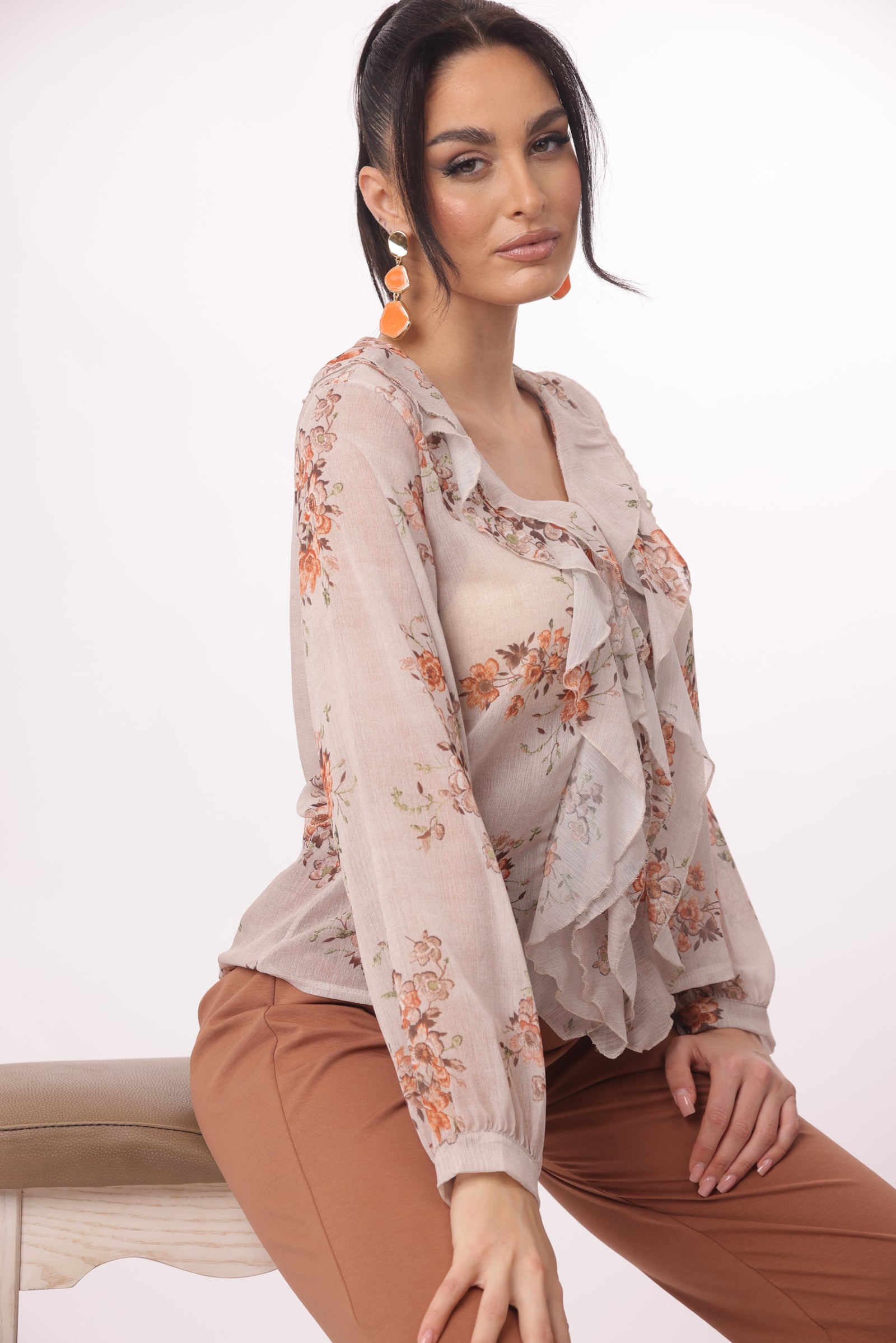 Blusa Flora beige|Colore:Beige