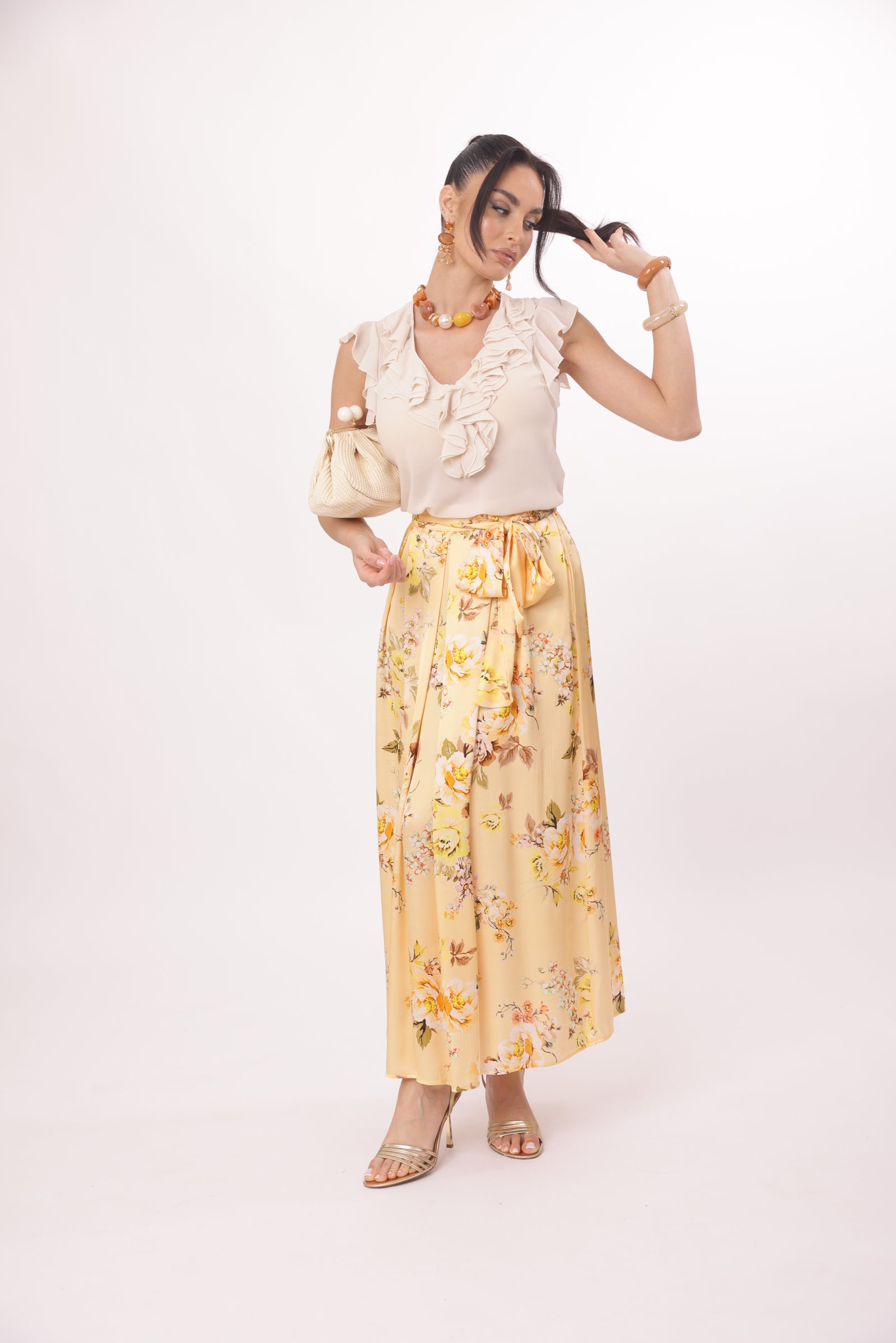 Gonna Flowers pesca|Colore:Pesca