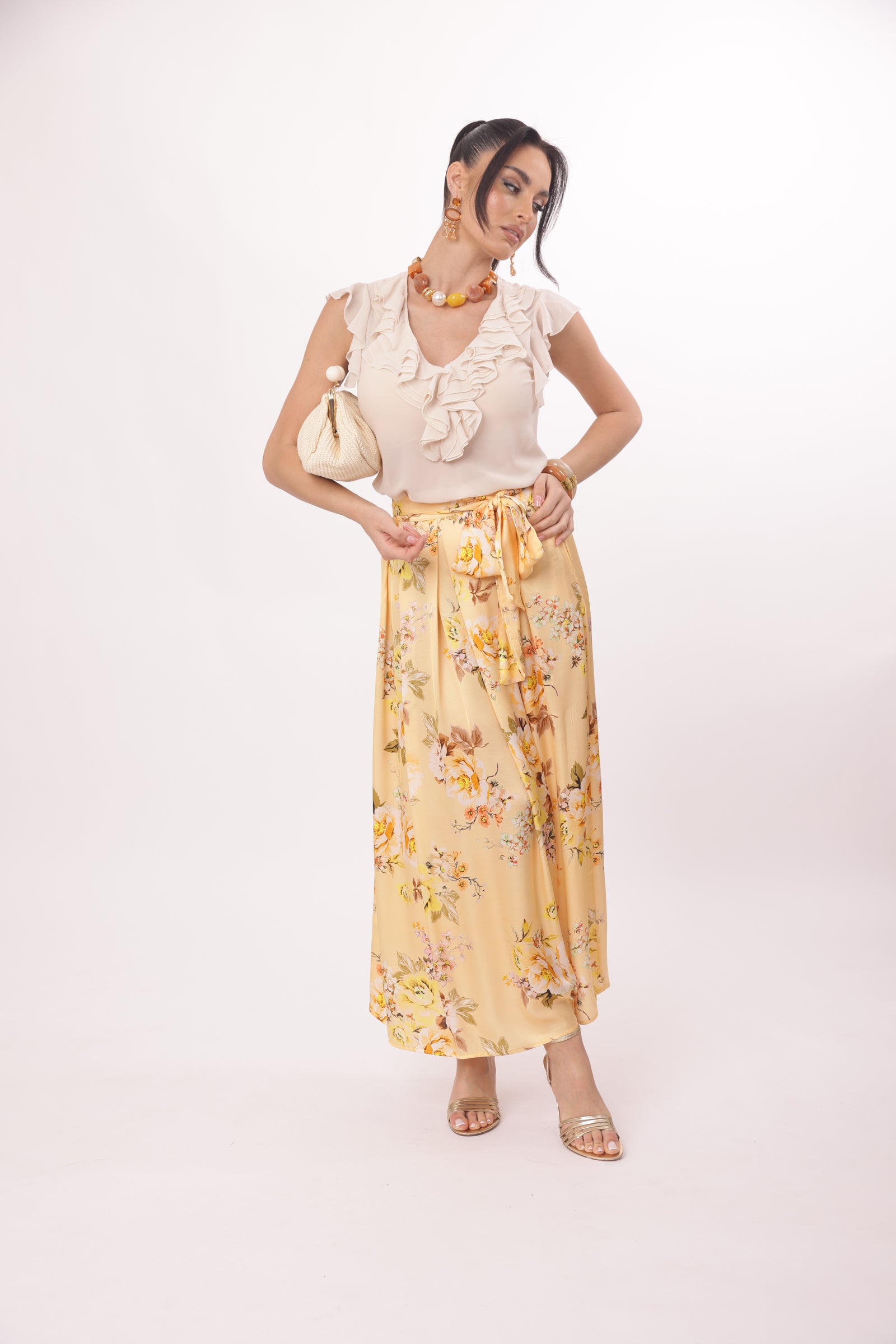 Gonna Flowers pesca|Colore:Pesca