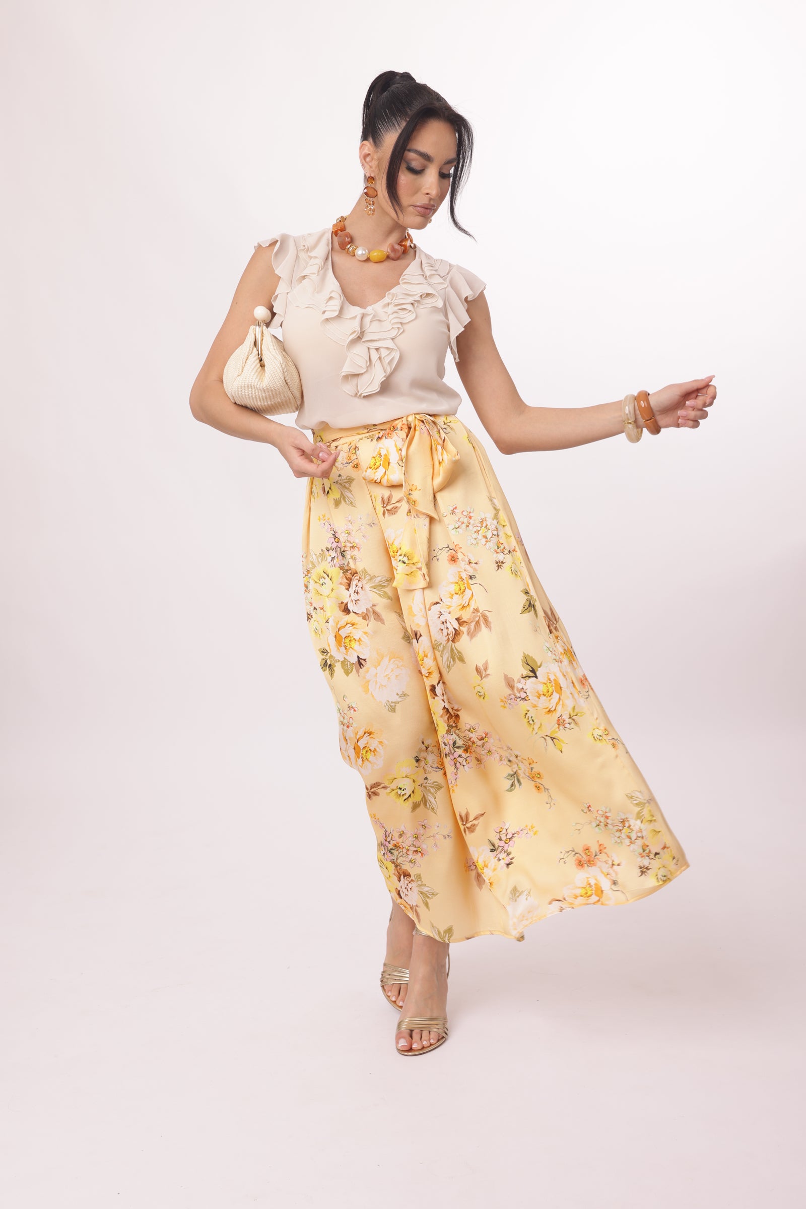 Gonna Flowers pesca|Colore:Pesca