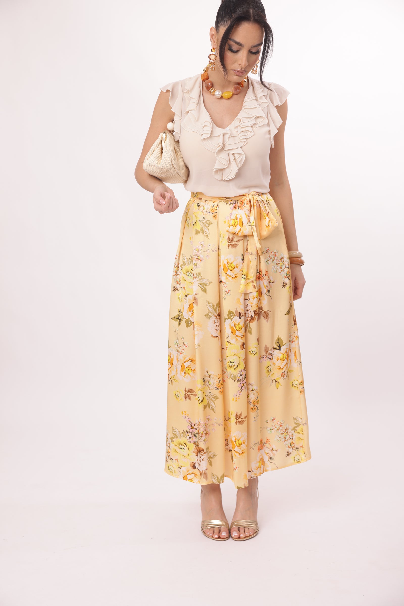 Gonna Flowers pesca|Colore:Pesca