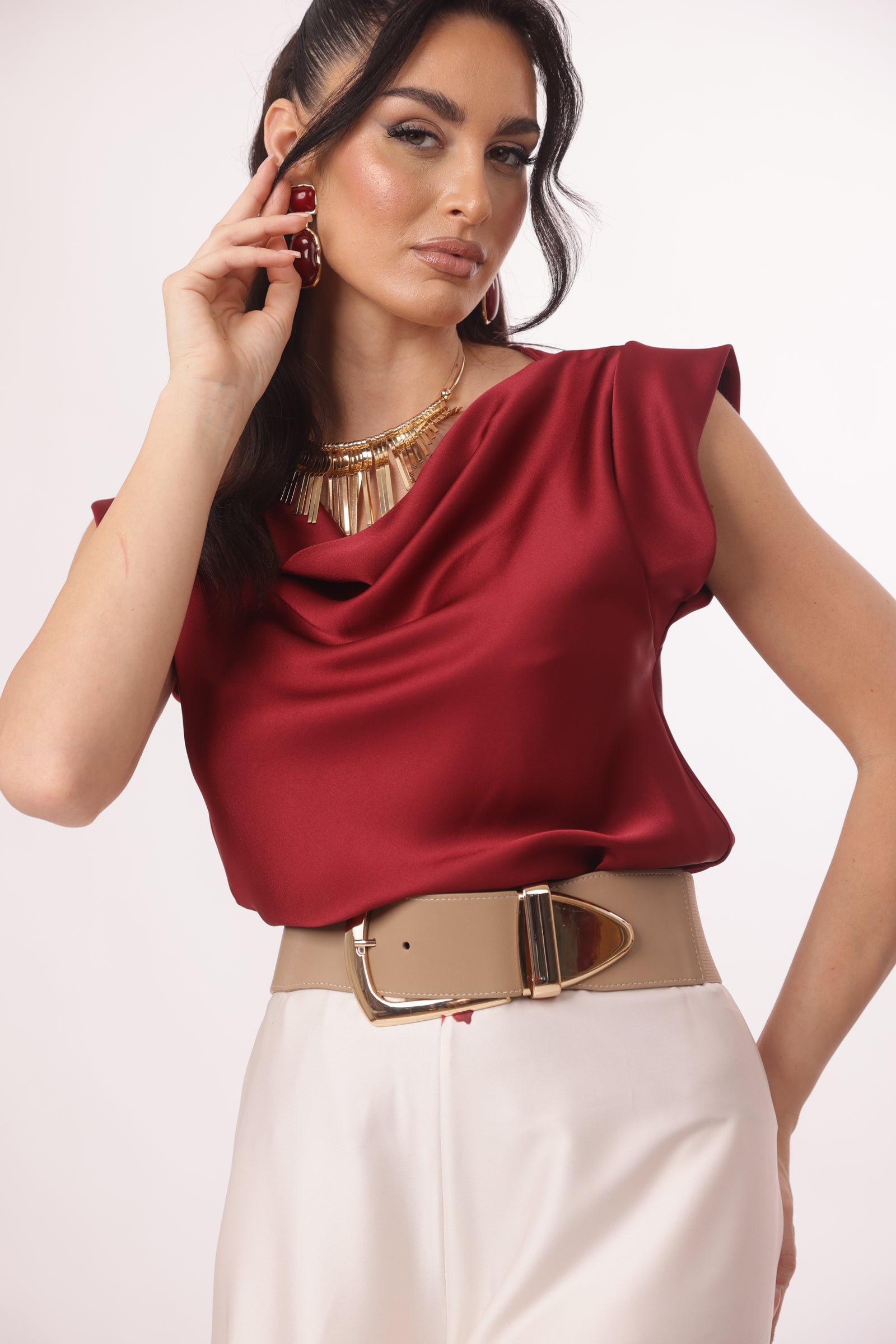 Blusa Scollo Gronda Rosso india|Colore:Rosso india