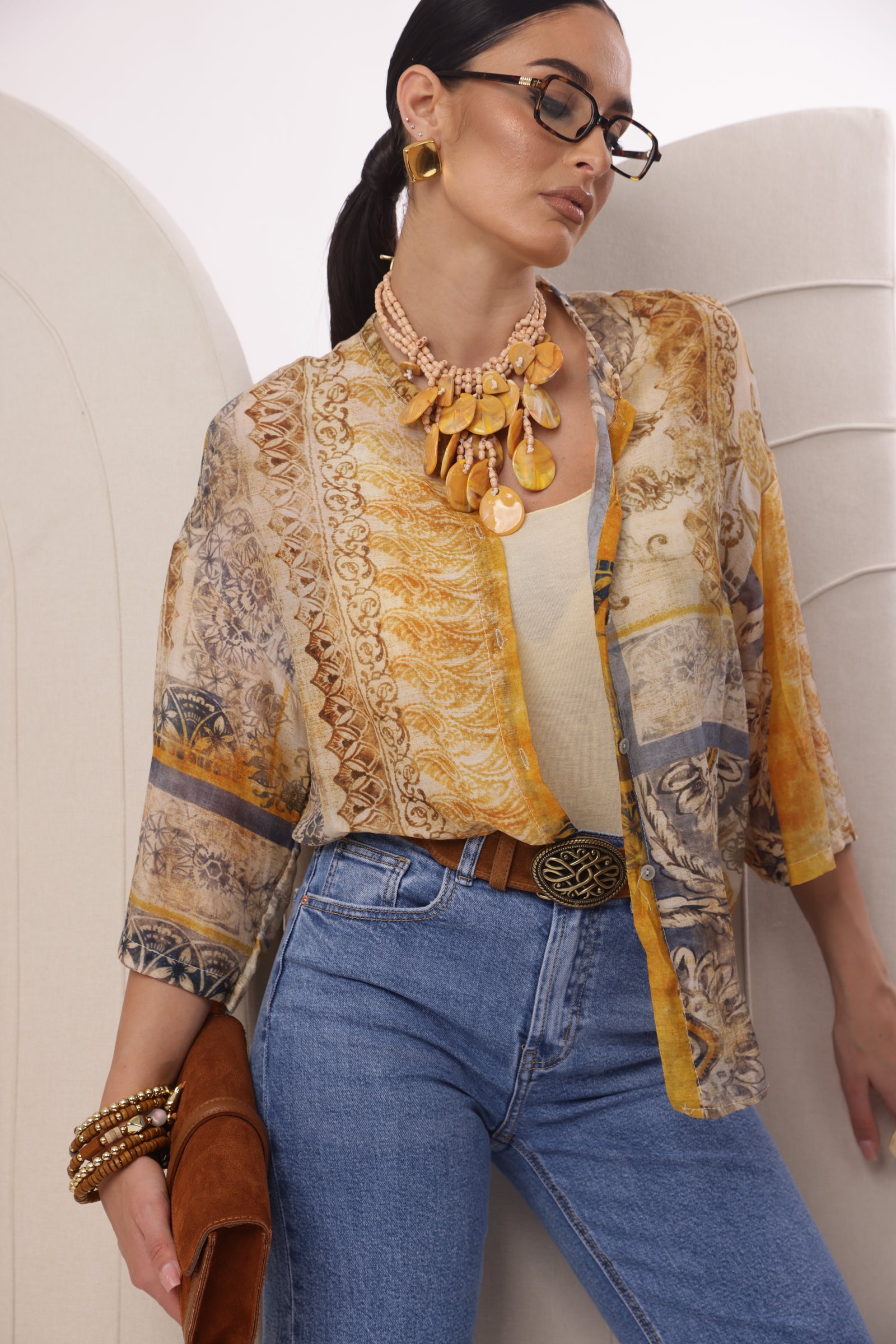 Camicia Retrò ocra|Colore:Ocra