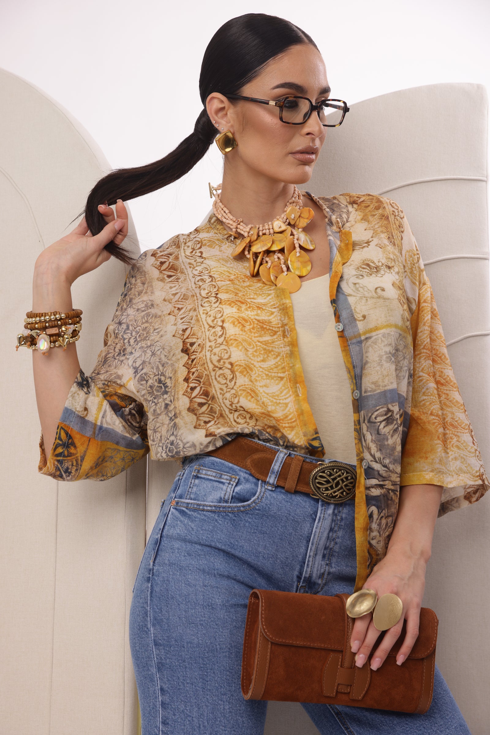 Camicia Retrò ocra|Colore:Ocra