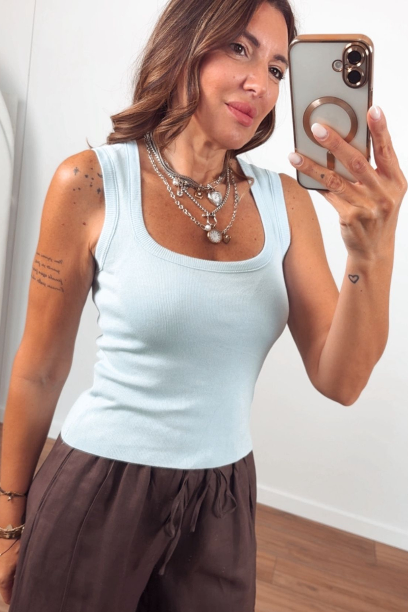 Canotta In Filo celeste|Colore:Celeste