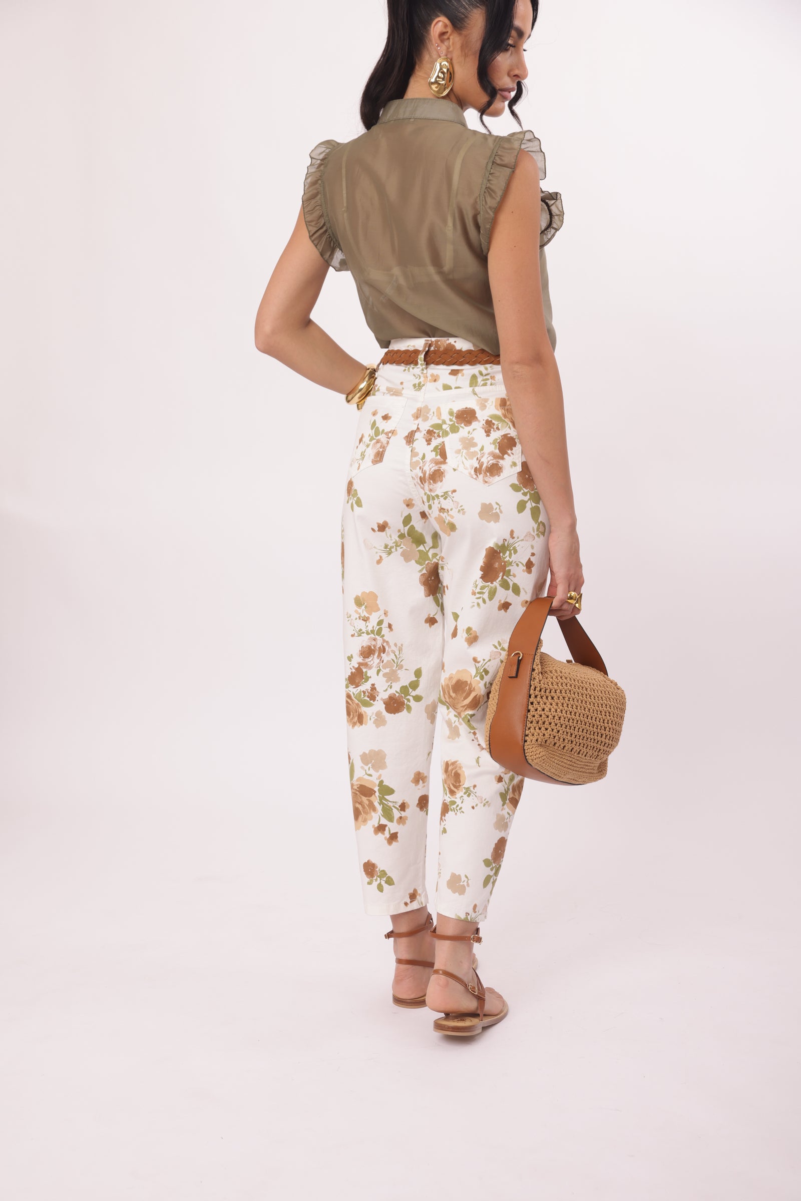 Pantalone Fiori panna|Colore:Panna