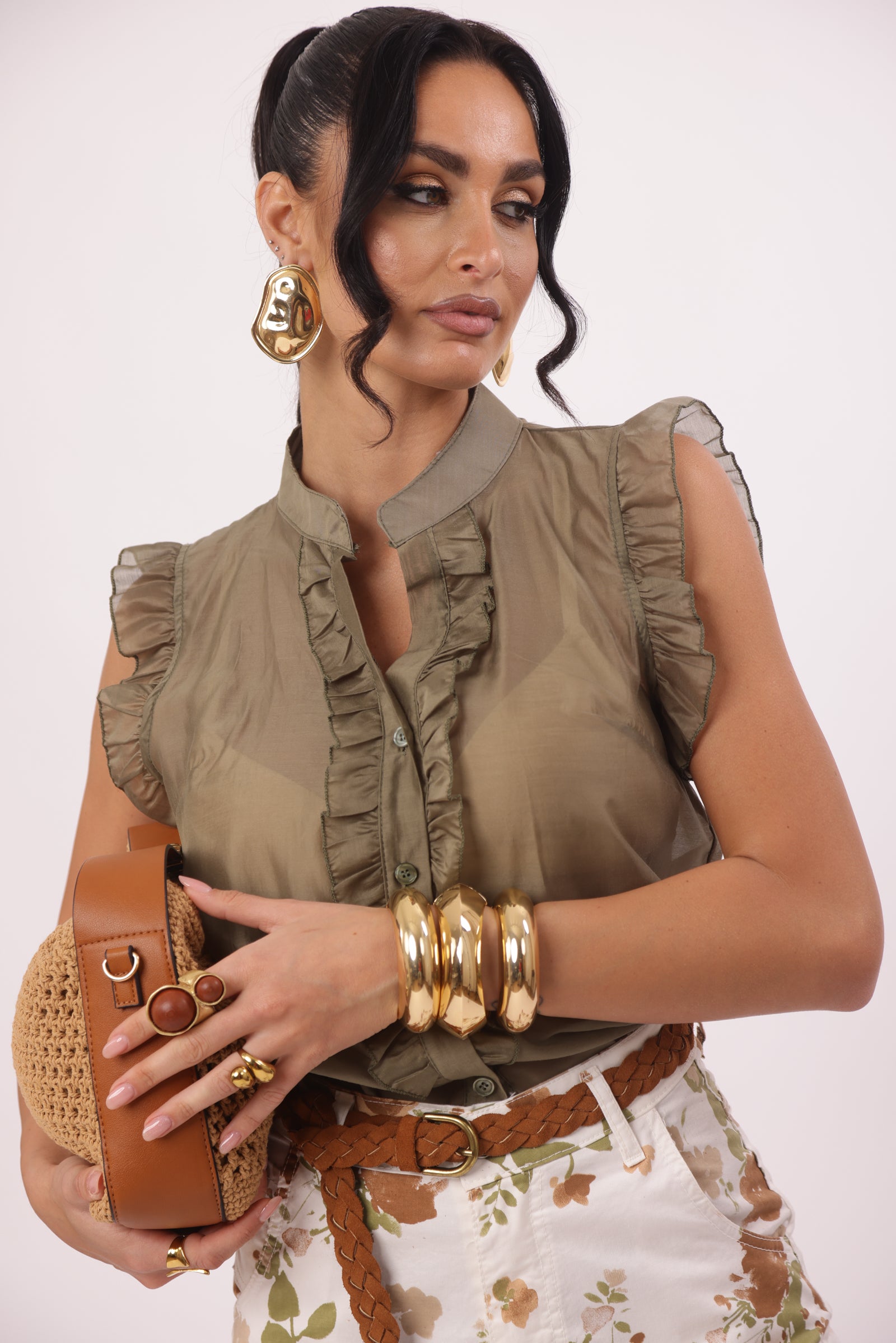 Camicia Caramel verde militare|Colore:Verde militare