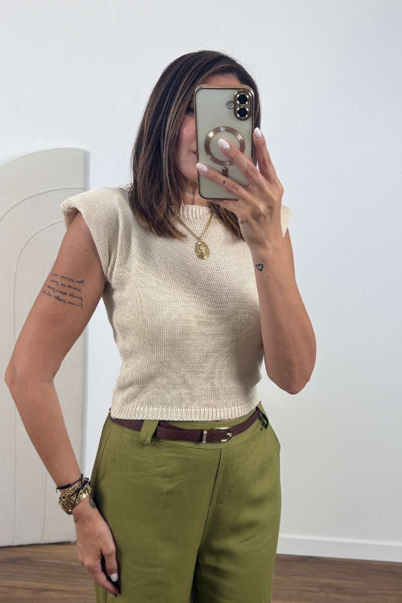 Gilet Filo Spalline burro|Colore:Burro