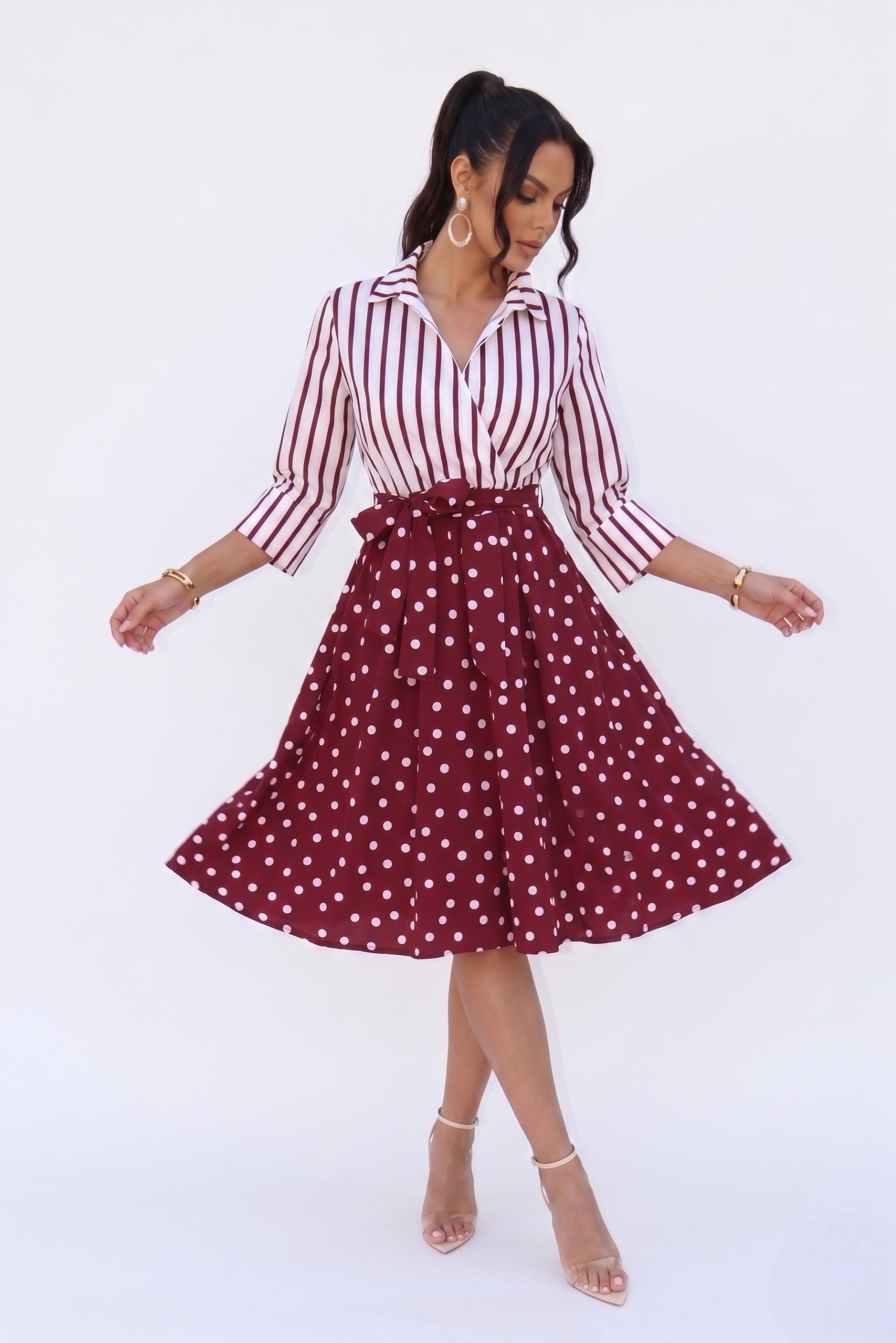 Abito Mixed bordeaux|Colore:Bordeaux