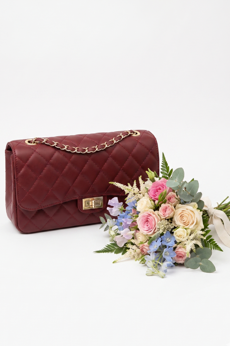 Borsa Spalla Trapuntata bordeaux|Colore:Bordeaux