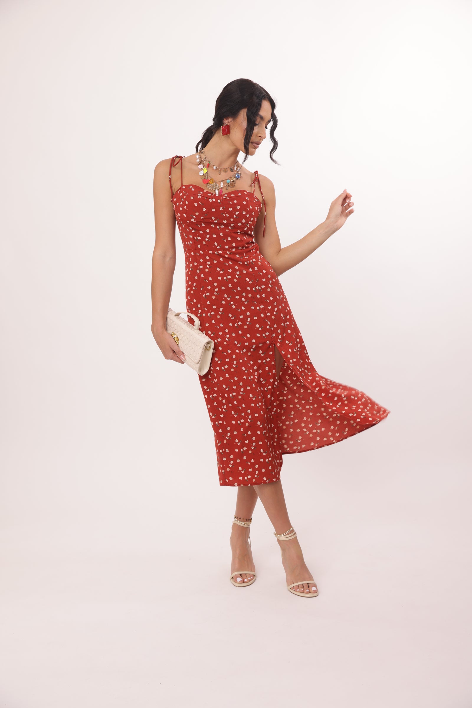Abito Mini Rose rosso india|Colore:Rosso india