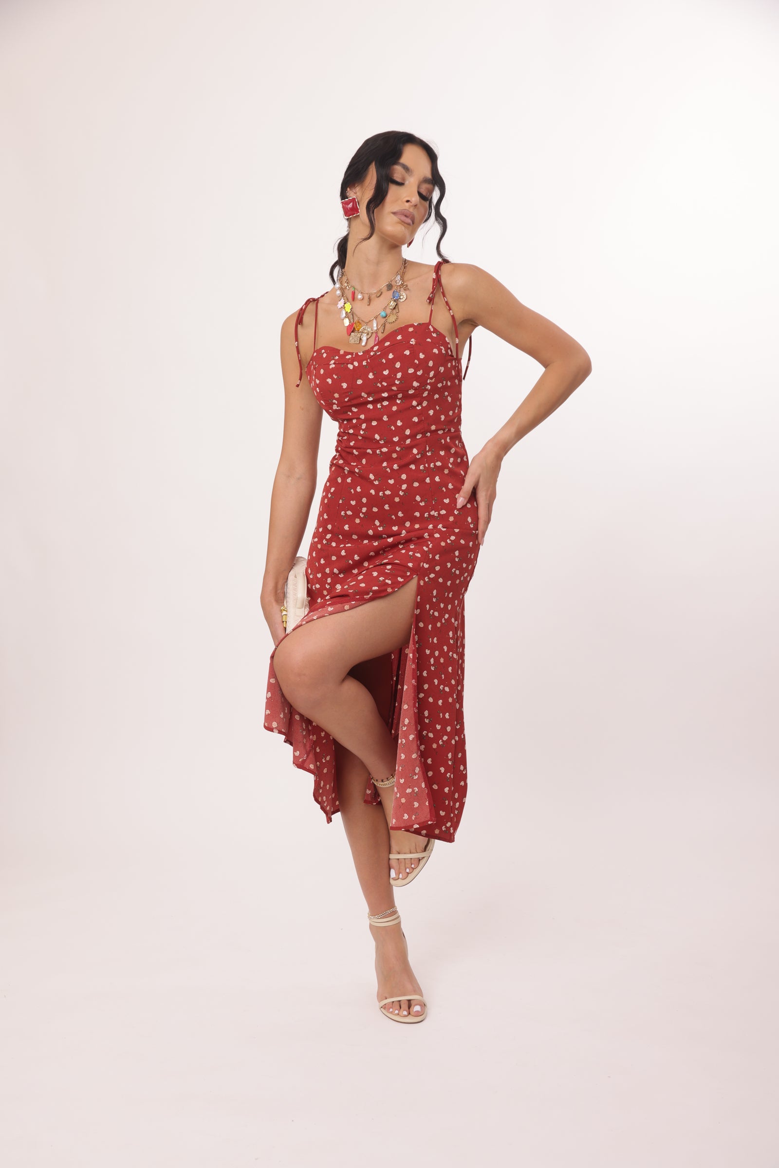 Abito Mini Rose rosso india|Colore:Rosso india