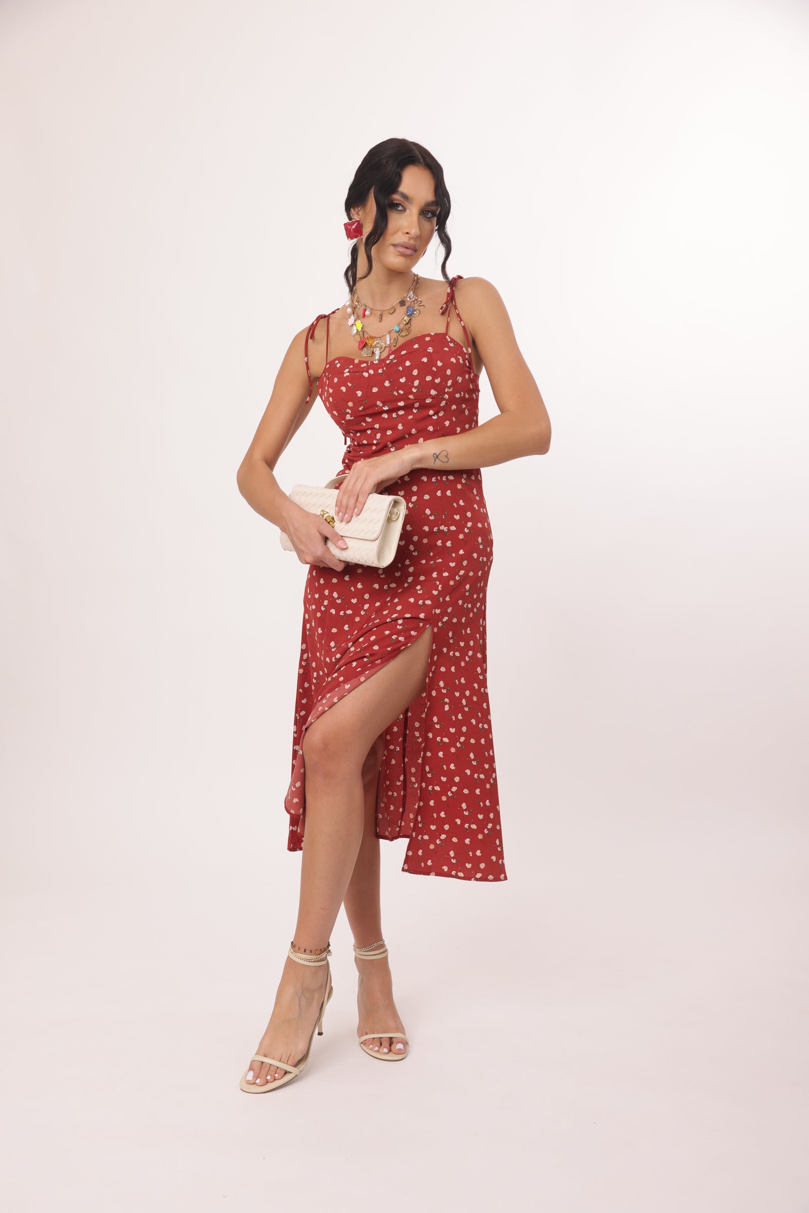 Abito Mini Rose rosso india|Colore:Rosso india