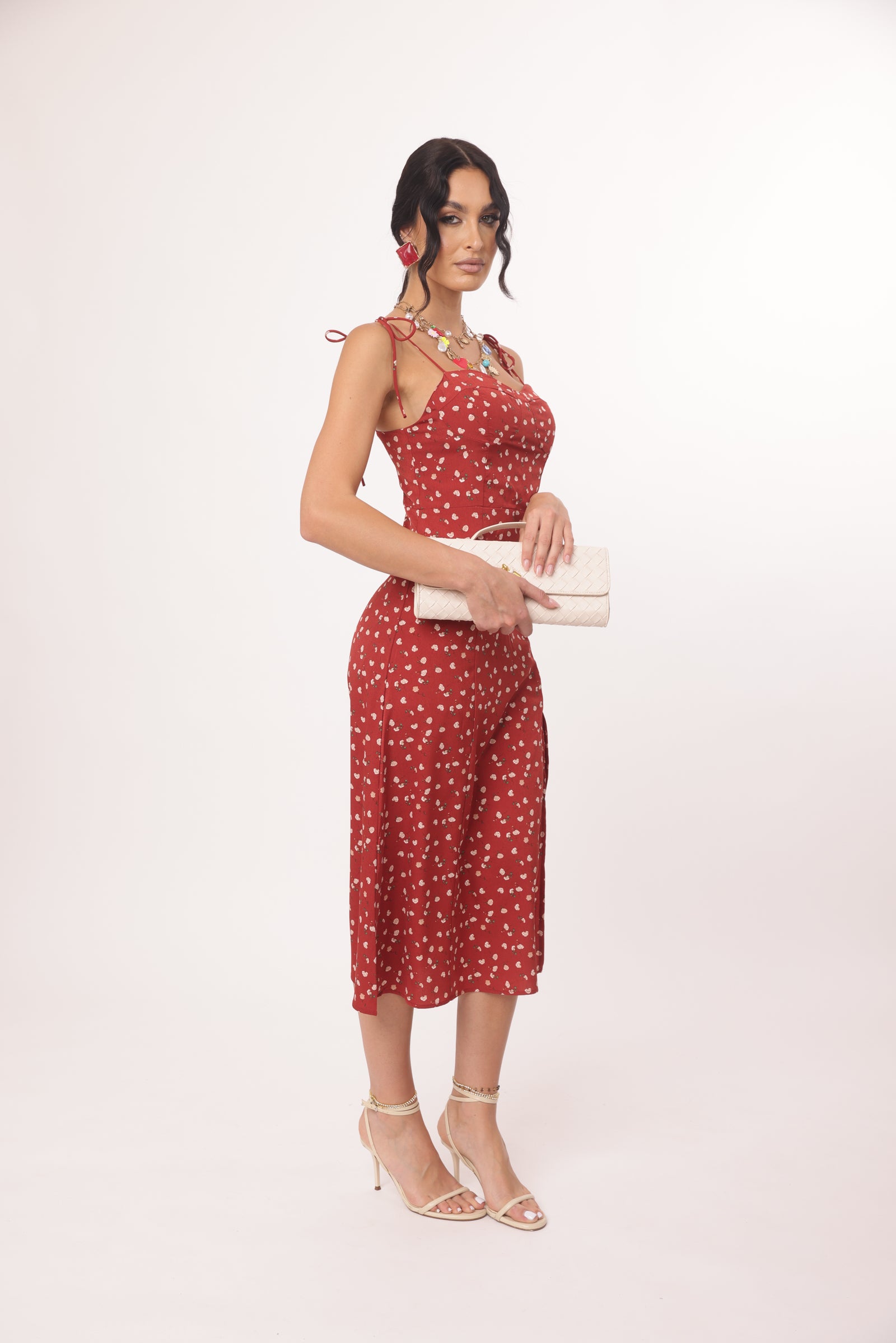 Abito Mini Rose rosso india|Colore:Rosso india