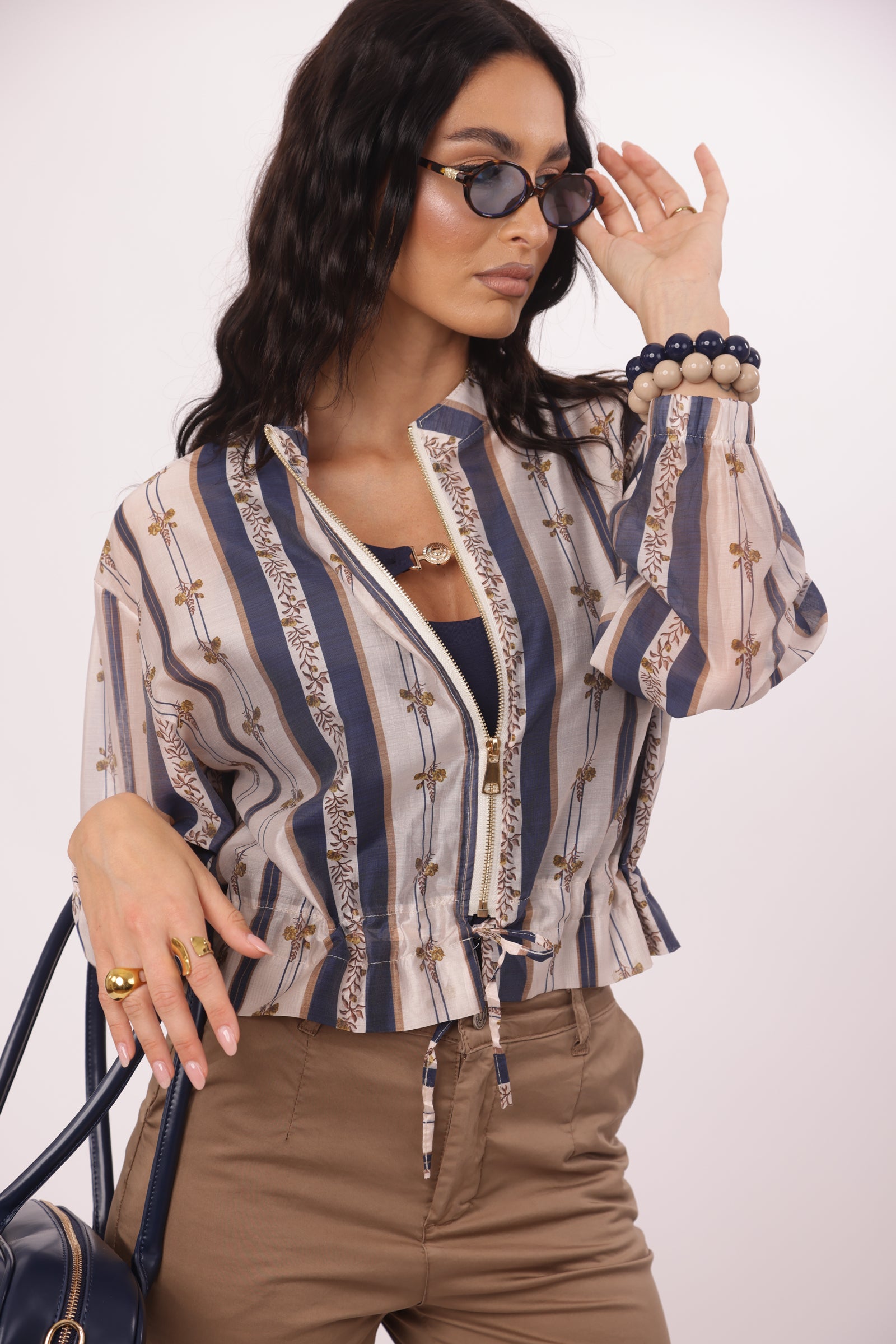 Giubbino Floreale blu|Colore:Blu