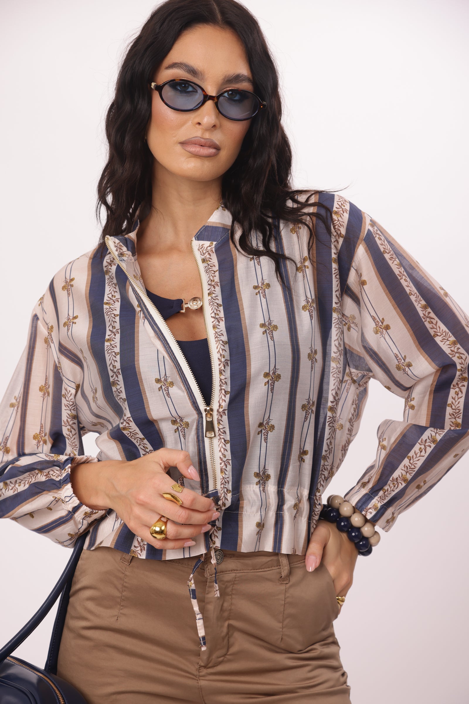 Giubbino Floreale blu|Colore:Blu